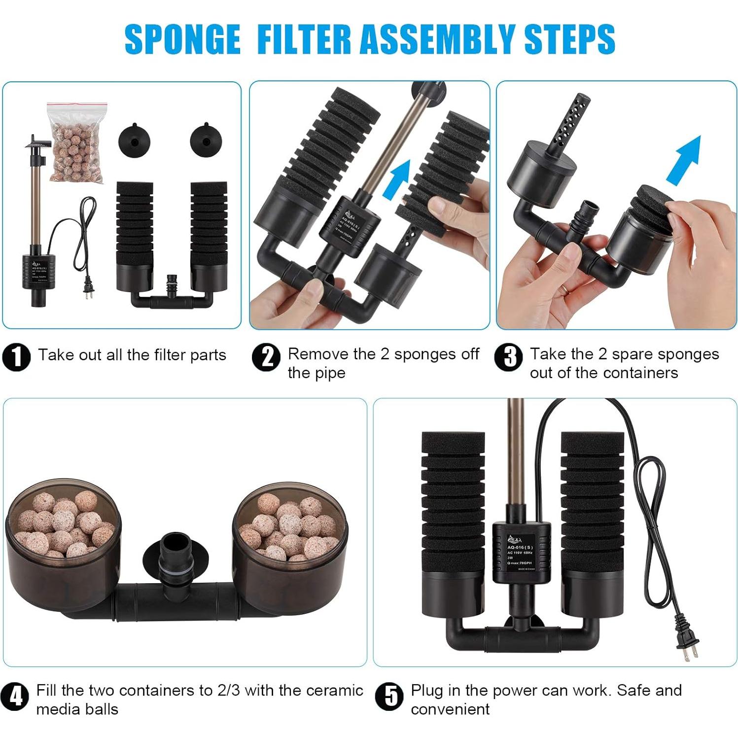 Filtro de Esponja AQQA S para Acuario 15.24x27.94cm