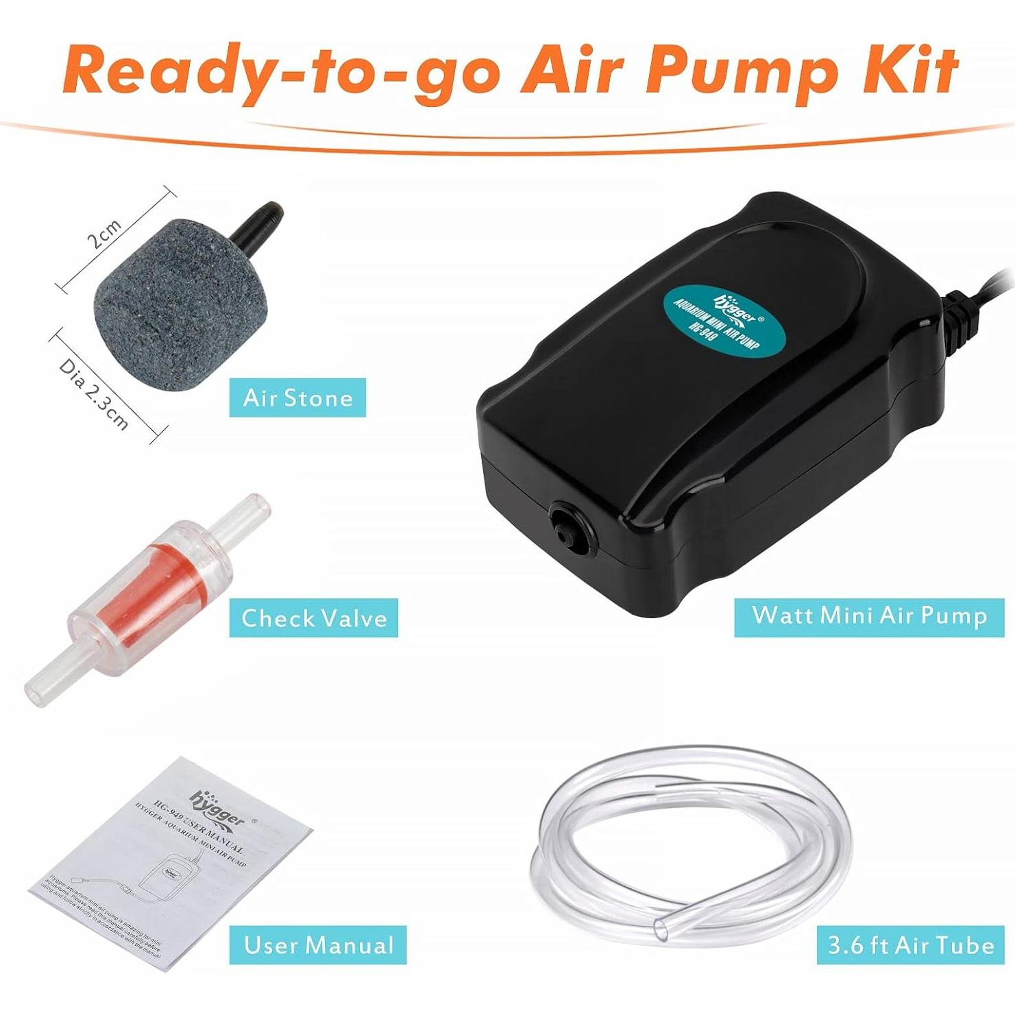 Bomba de Aire Mini Hygger HG-949 para Acuario 5-20 Galones