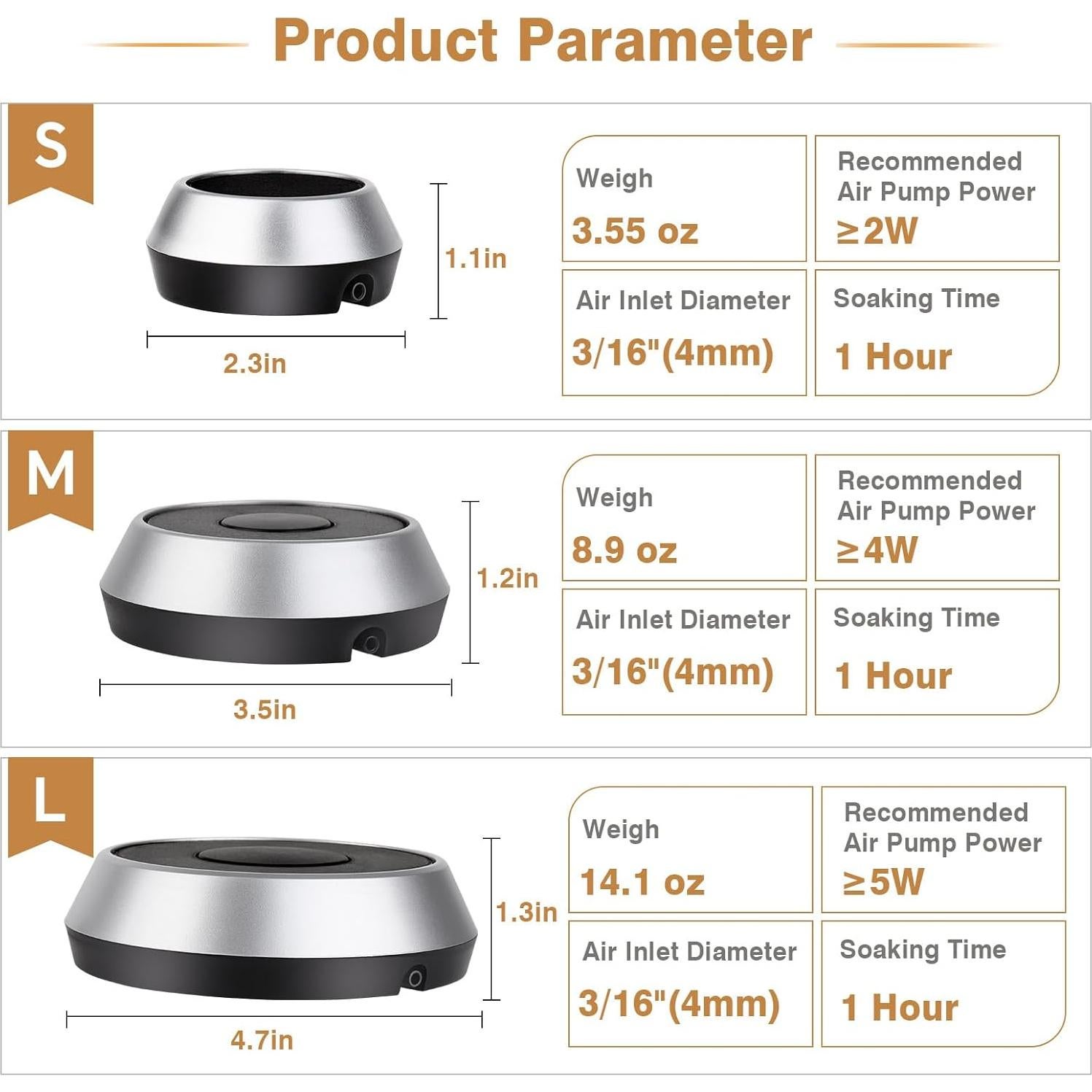 Piedra de Aire para Acuario Hygger 2.3" Difusor de Oxígeno