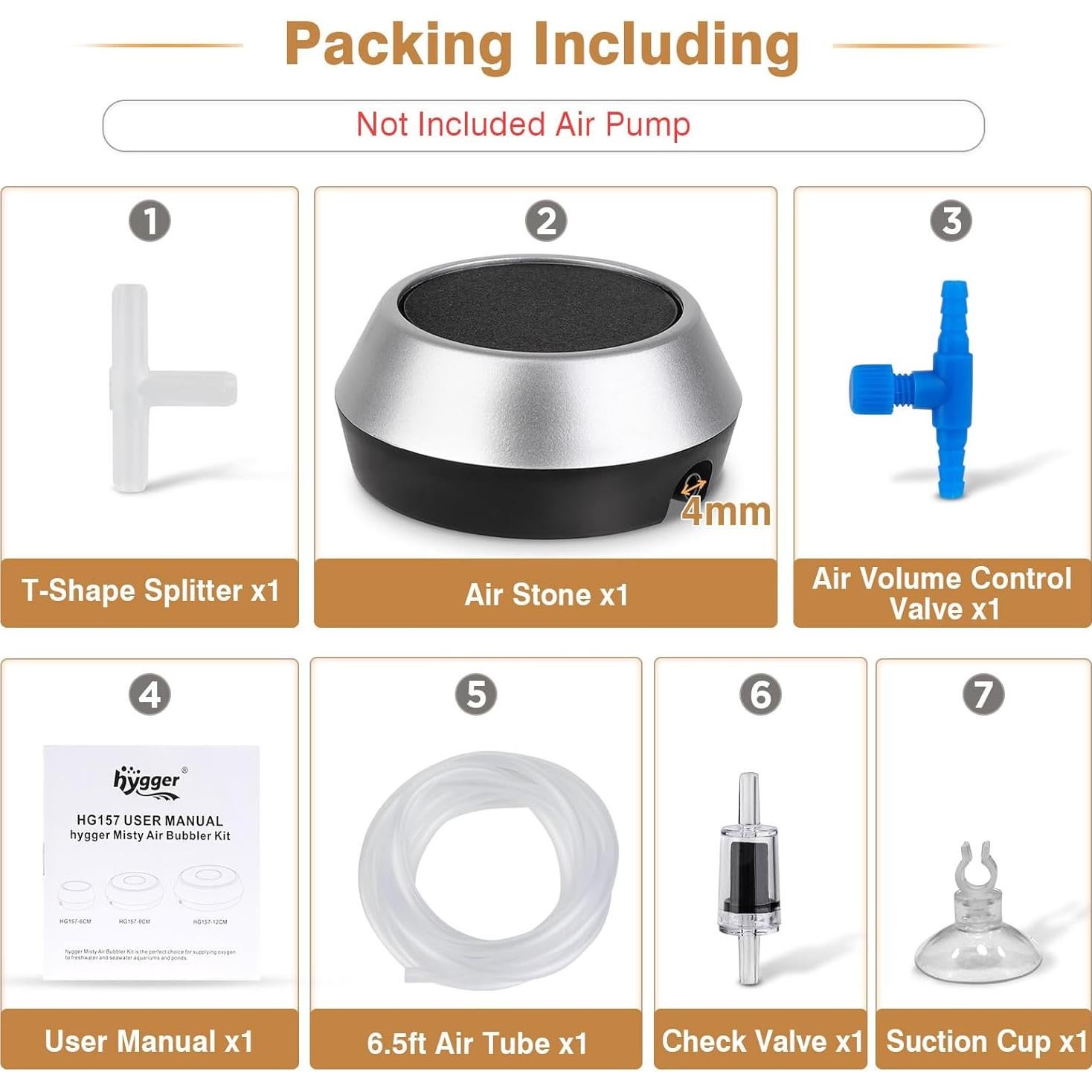 Piedra de Aire para Acuario Hygger 2.3" Difusor de Oxígeno