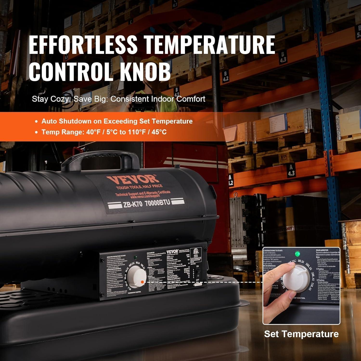 Calentador de Aire Forzado VEVOR 70000 BTU Keroseno Diésel