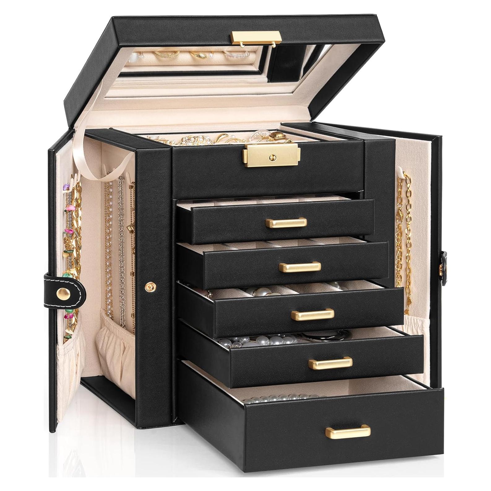 Caja de Joyería Grande AKOZLIN 6 Niveles con Cerradura