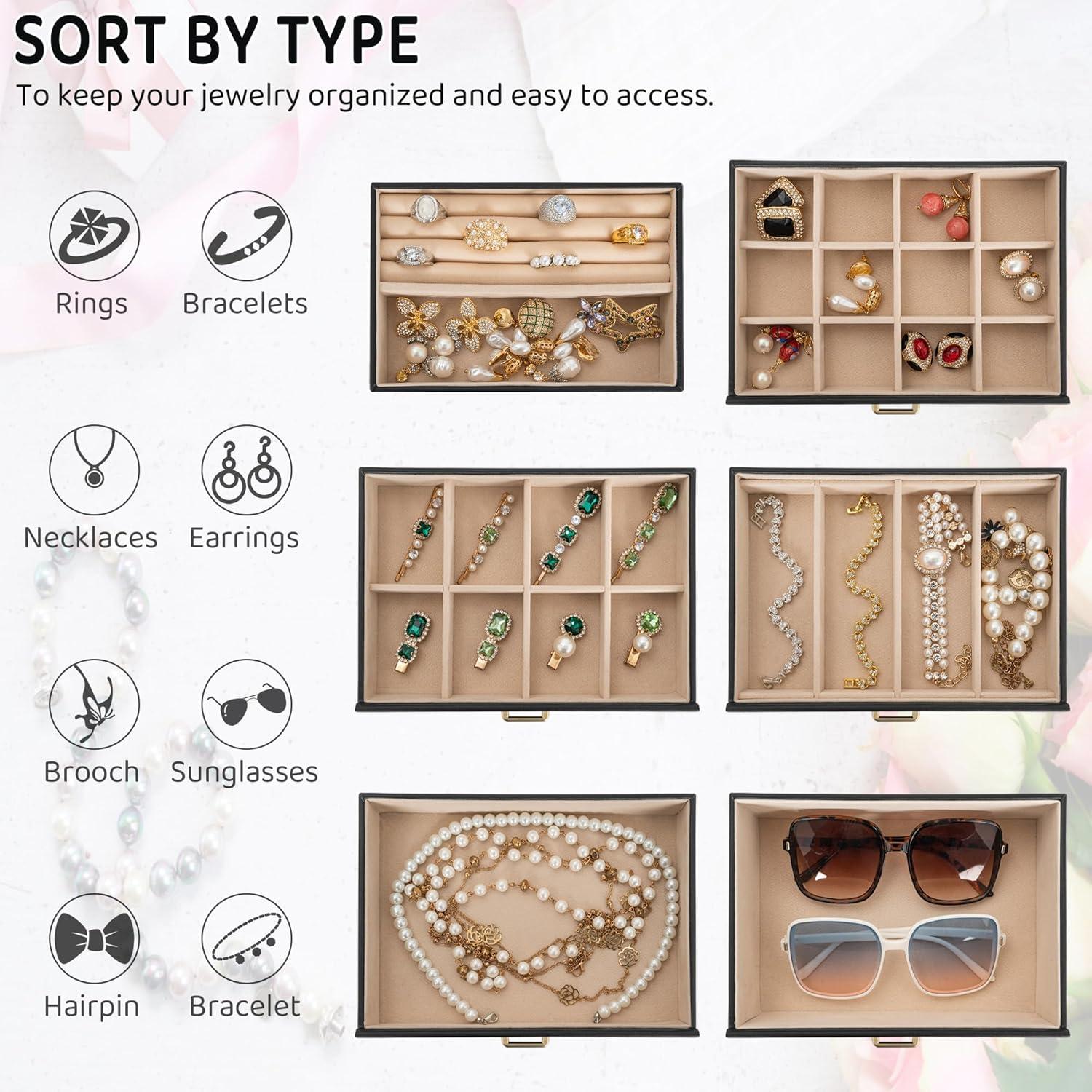 Caja de Joyería Grande AKOZLIN 6 Niveles con Cerradura