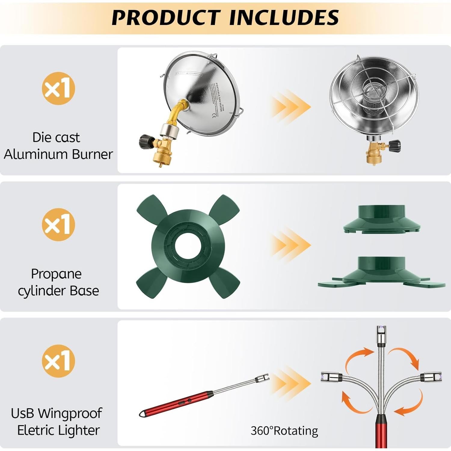 Calentador de Propano GASPOWOR 6200 BTU Portátil para Camping