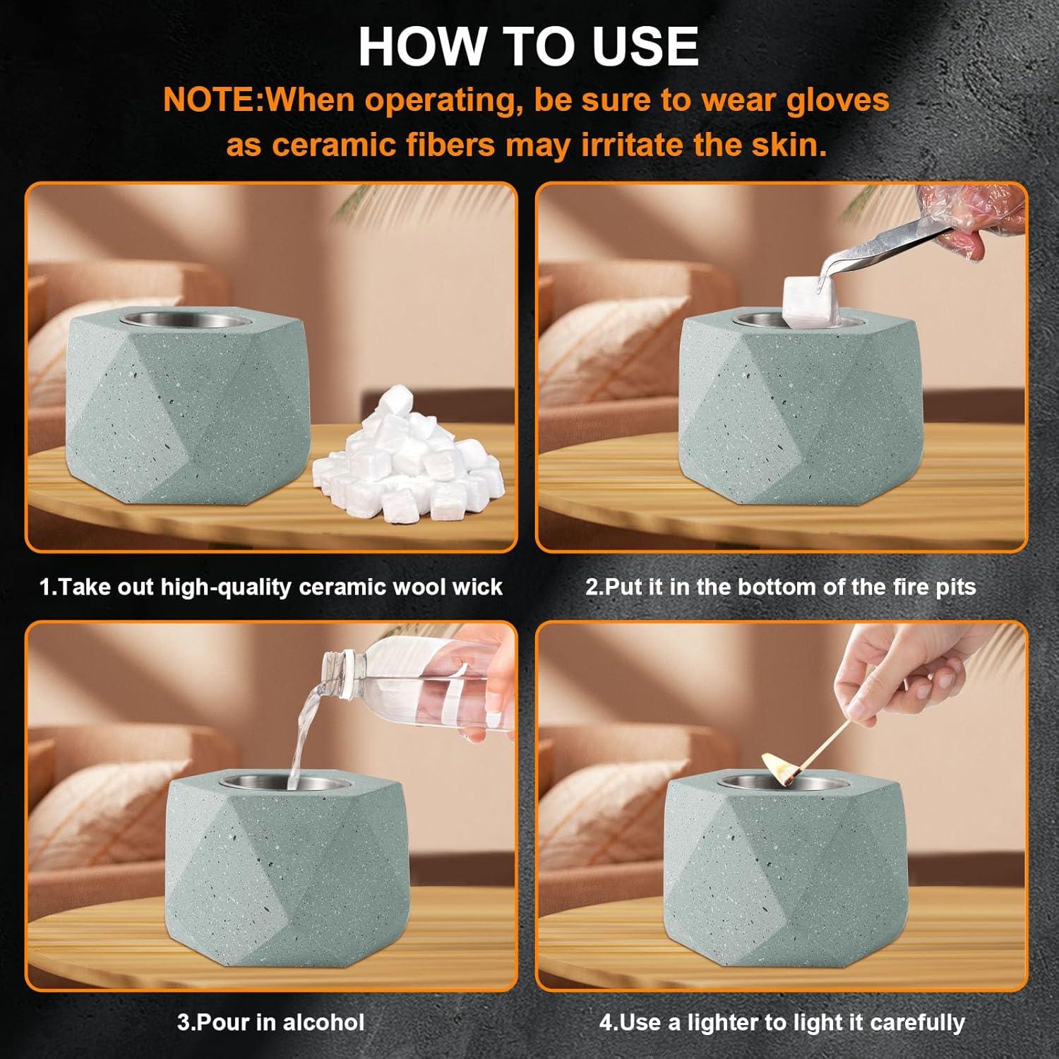 72 Mechas de Lana Cerámica Succulentlovers para Fogata de Mesa