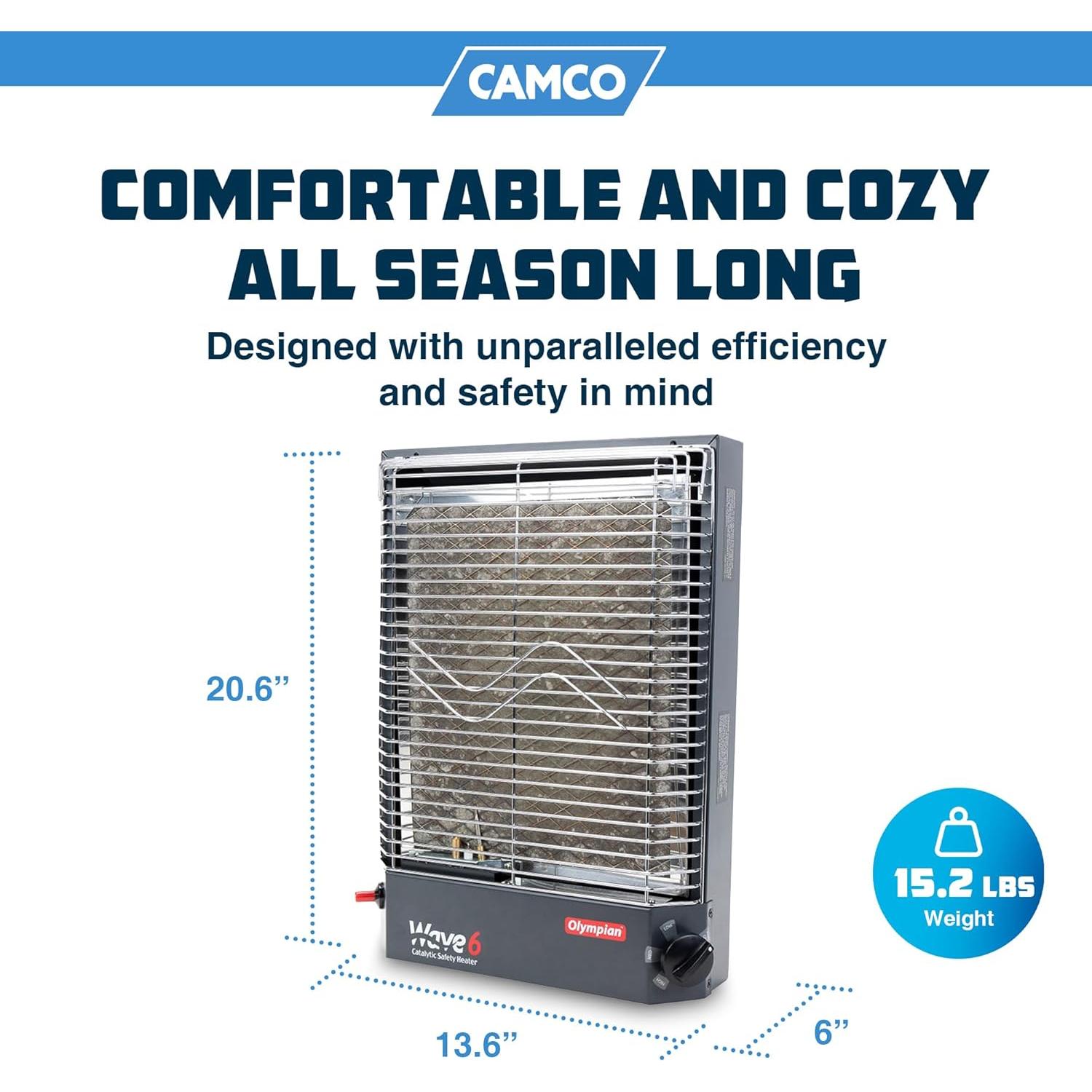 Calentador Catalítico Portátil Camco Olympian Wave-6 6000 BTU