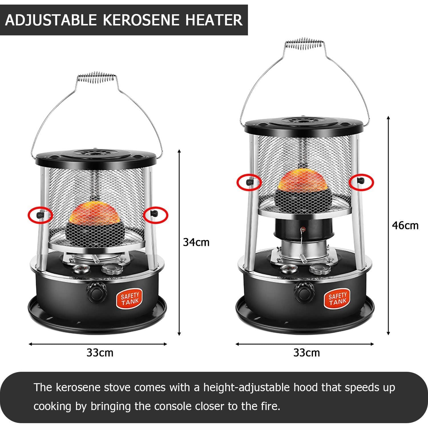 Calentador de Queroseno Portátil Vnekjse 2800W 4.5L Negro