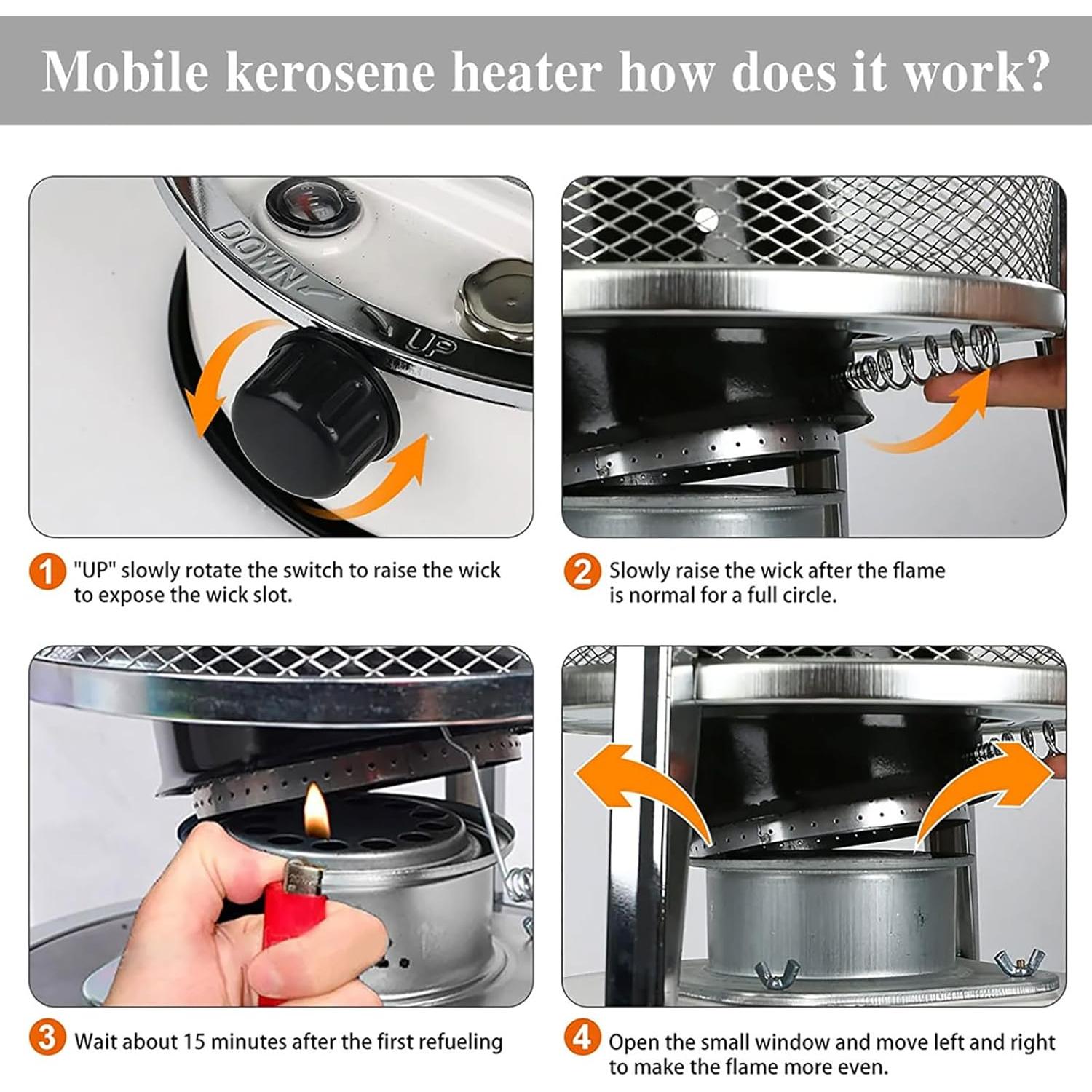 Calentador de Queroseno Portátil Vnekjse 2800W 4.5L Negro