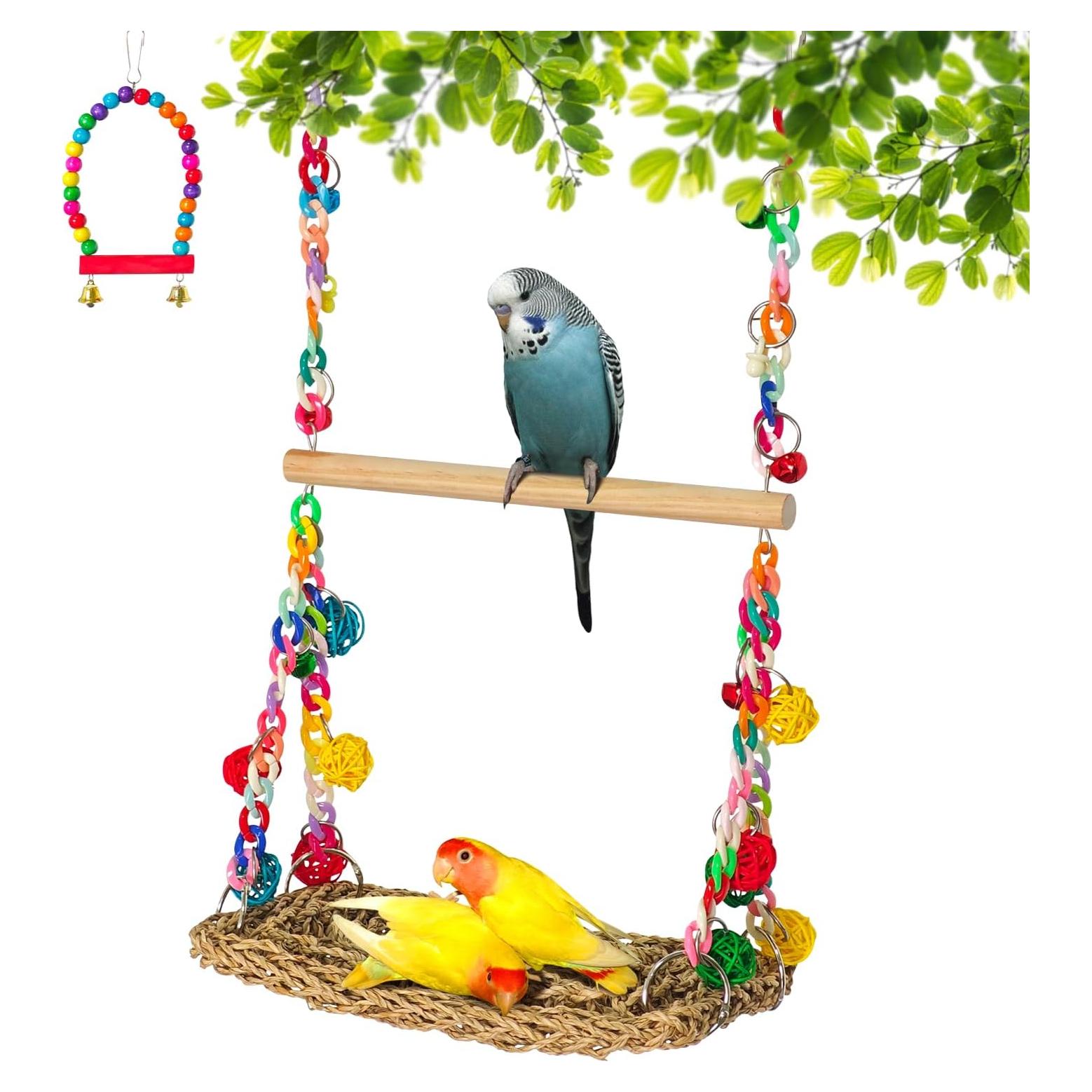 Juguete para Aves Eeaivnm - Columpio y Percha Madera 30cm