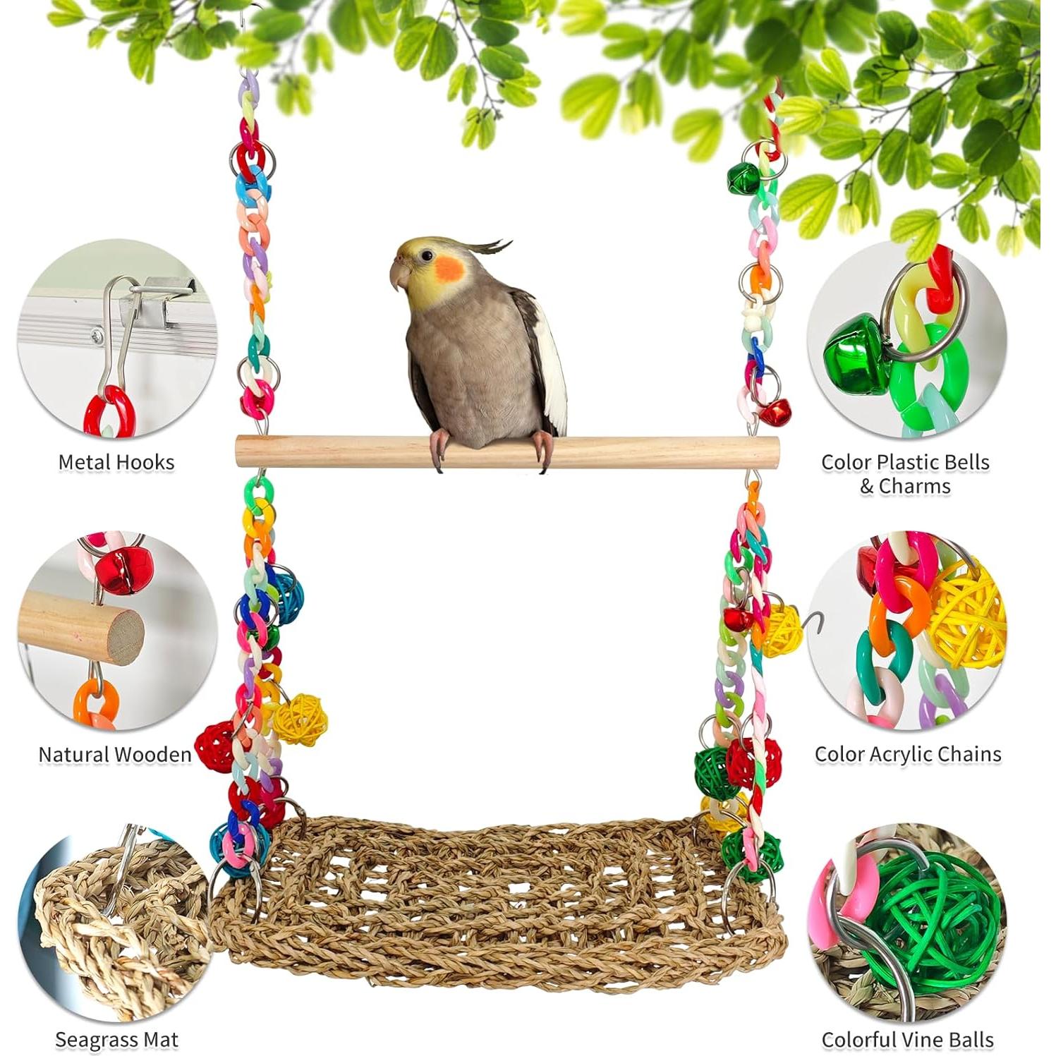 Juguete para Aves Eeaivnm - Columpio y Percha Madera 30cm