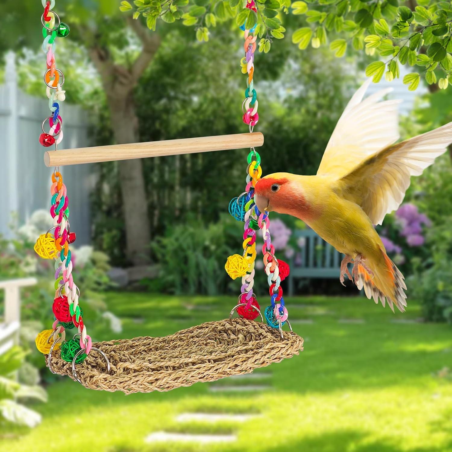 Juguete para Aves Eeaivnm - Columpio y Percha Madera 30cm