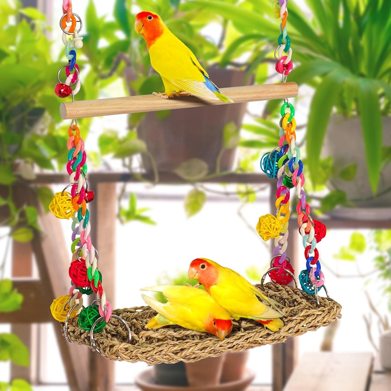 Juguete para Aves Eeaivnm - Columpio y Percha Madera 30cm