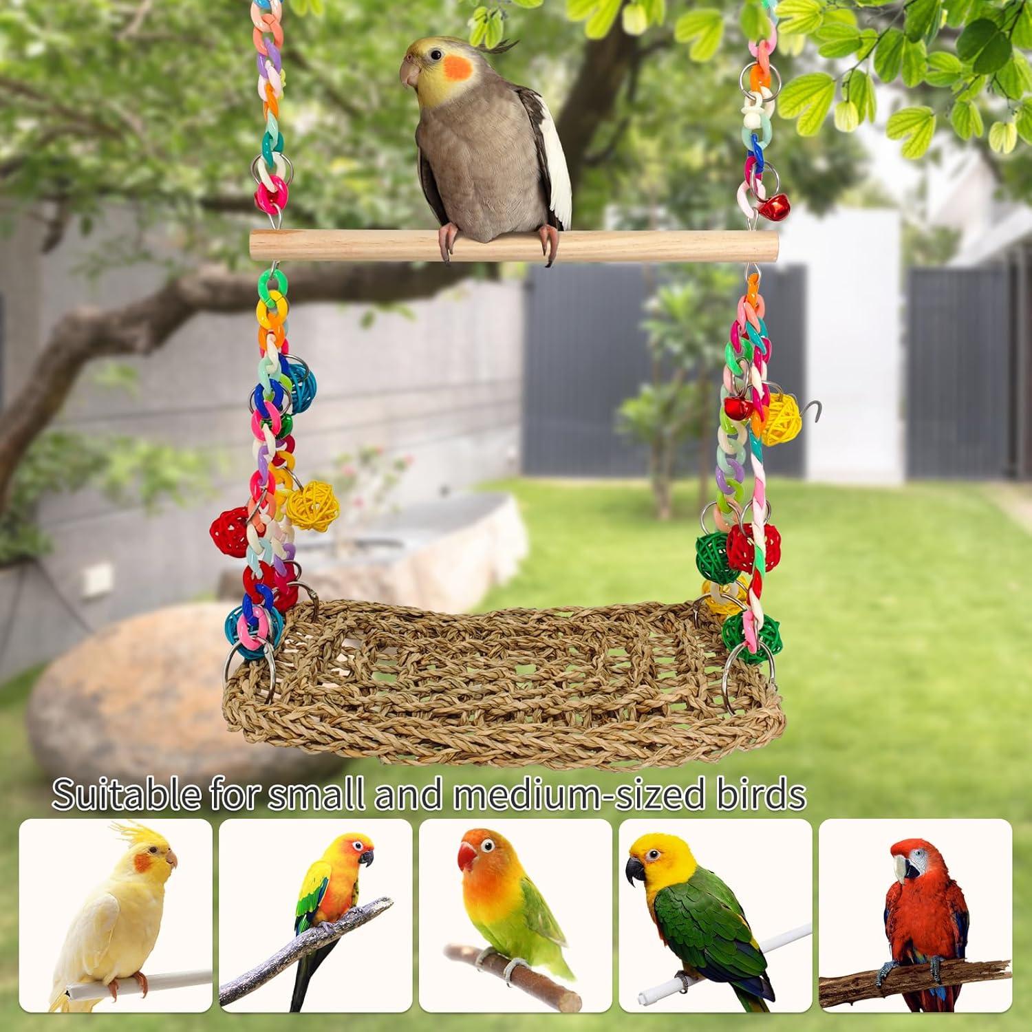 Juguete para Aves Eeaivnm - Columpio y Percha Madera 30cm