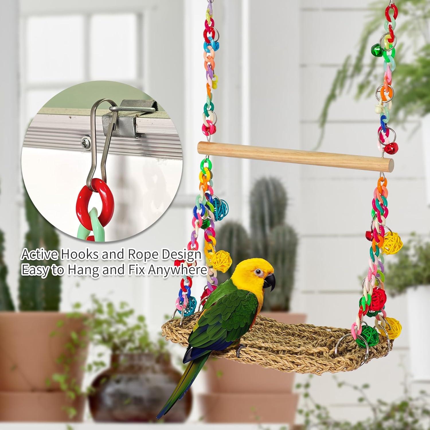 Juguete para Aves Eeaivnm - Columpio y Percha Madera 30cm