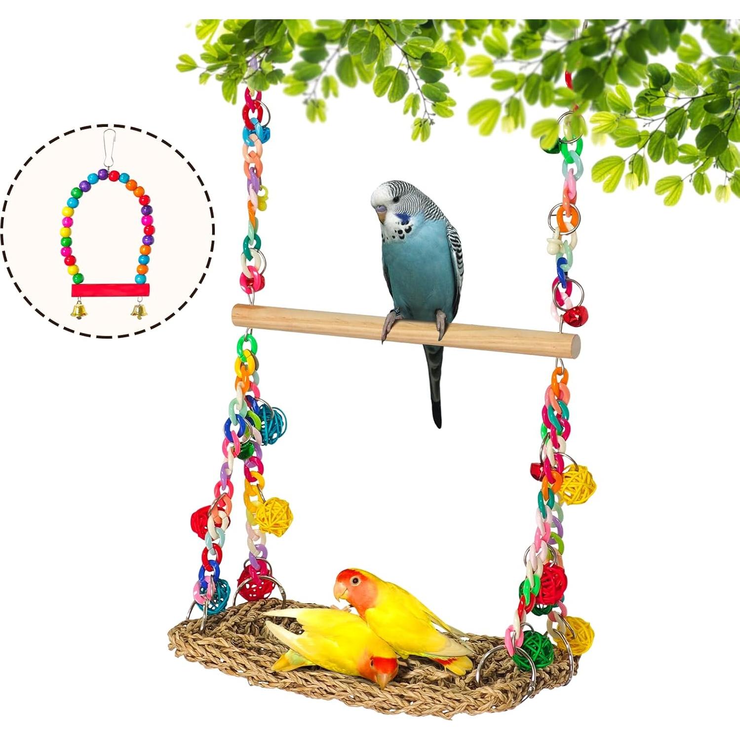 Juguete para Aves Eeaivnm - Columpio y Percha Madera 30cm