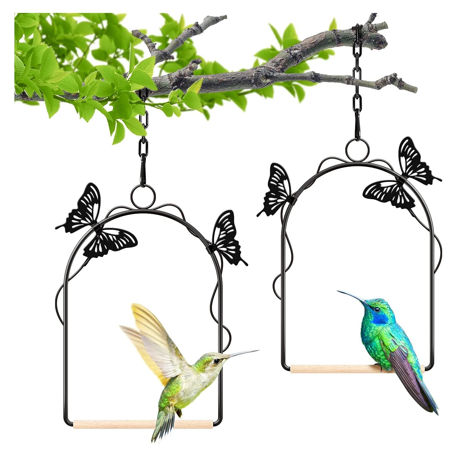 Columpio para Colibrí TopWoot 2 Piezas con Decoración de Mariposa