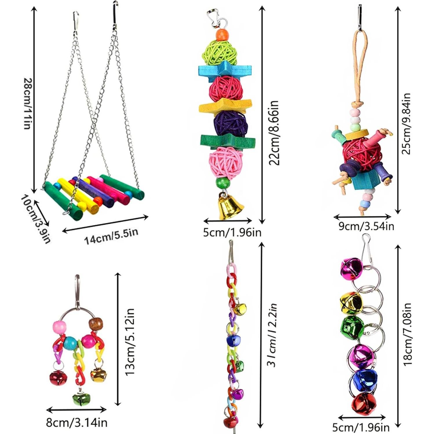 8 Juguetes para Periquitos y Cacatú - Accesorios de Jaula