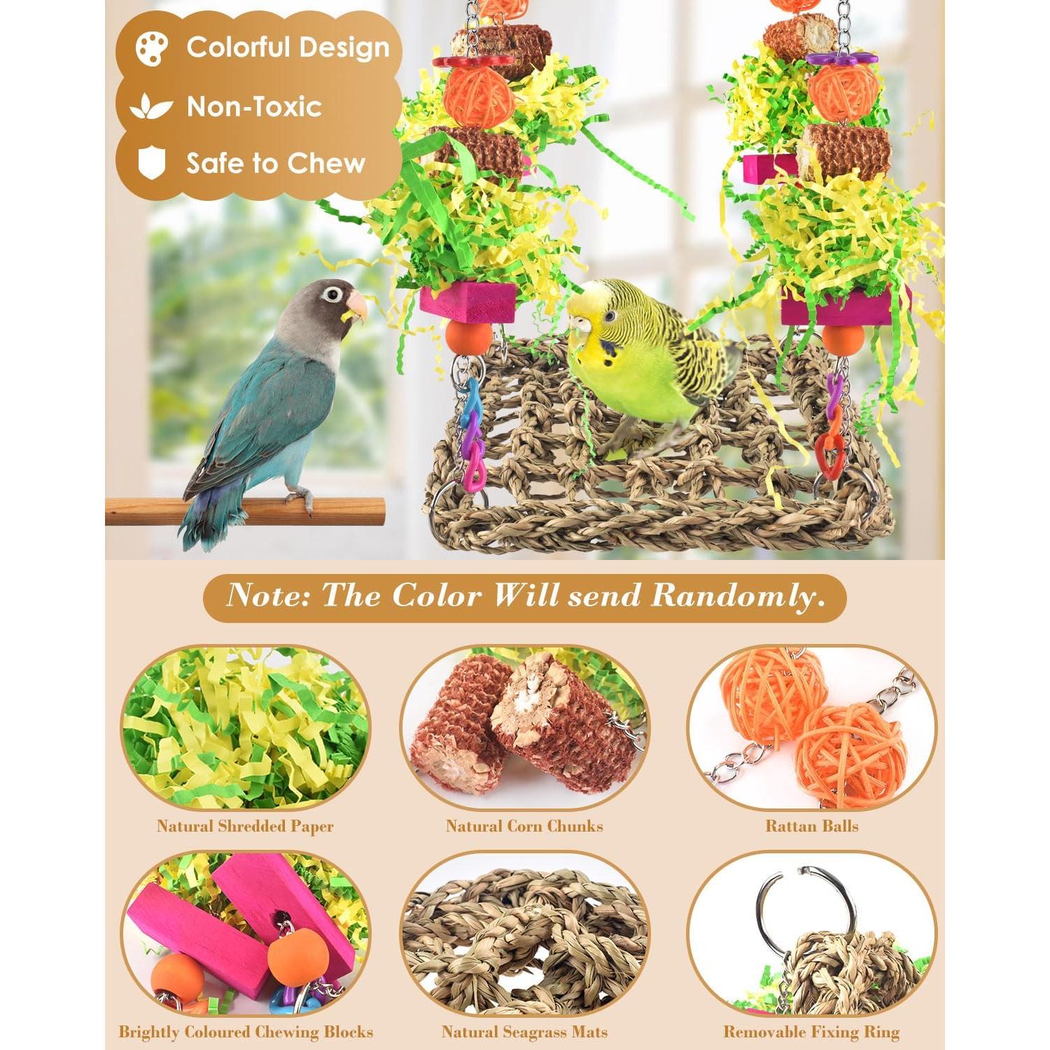 Juguetes para Aves ERKOON - Alfombra y Hamaca 17x45.7cm