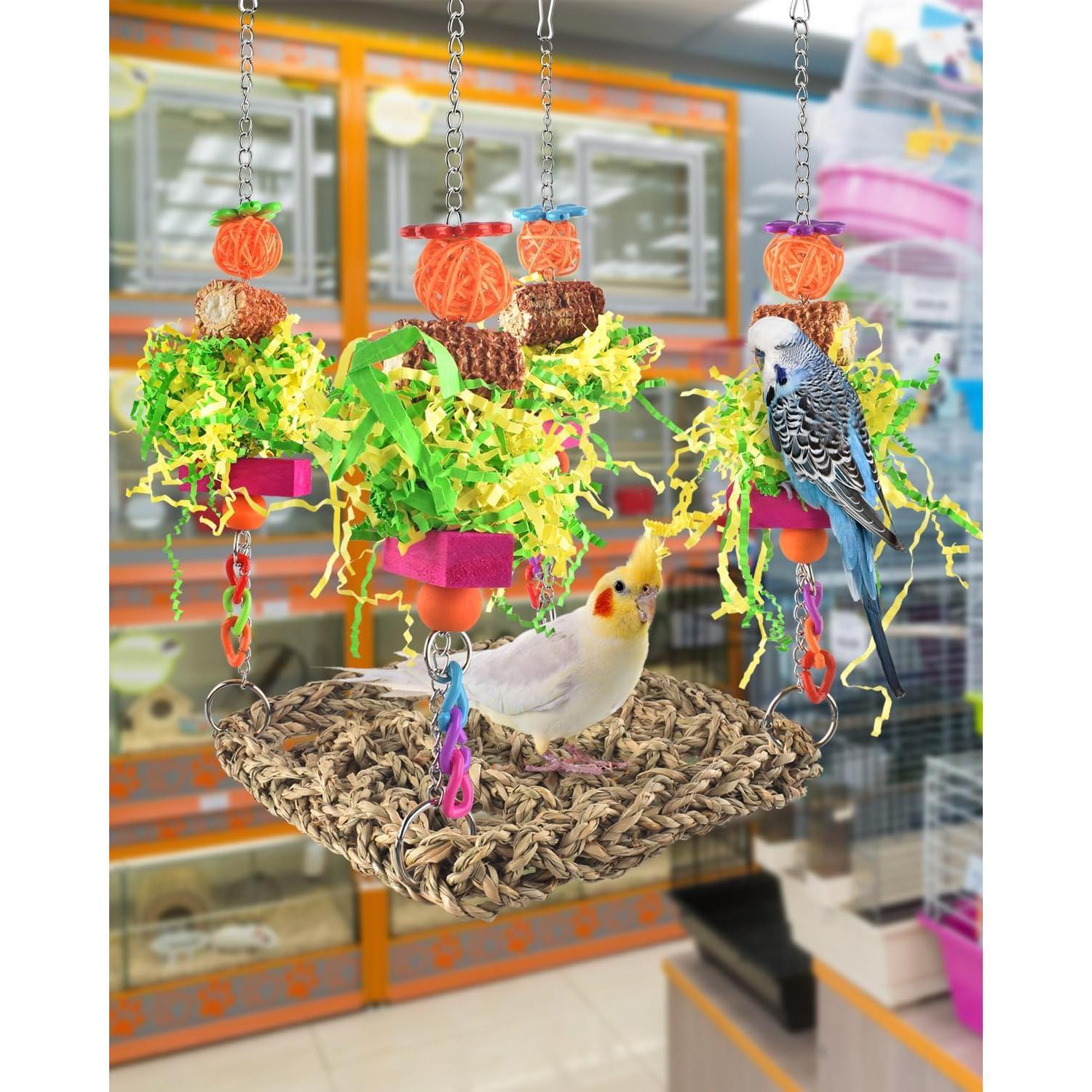 Juguetes para Aves ERKOON - Alfombra y Hamaca 17x45.7cm