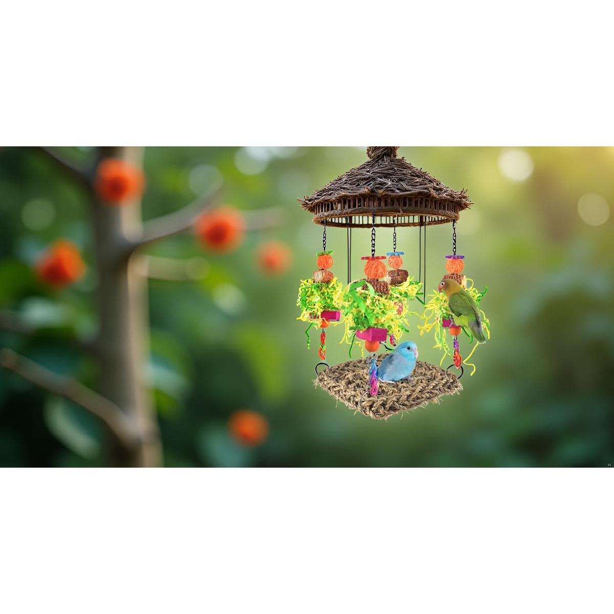 Juguetes para Aves ERKOON - Alfombra y Hamaca 17x45.7cm