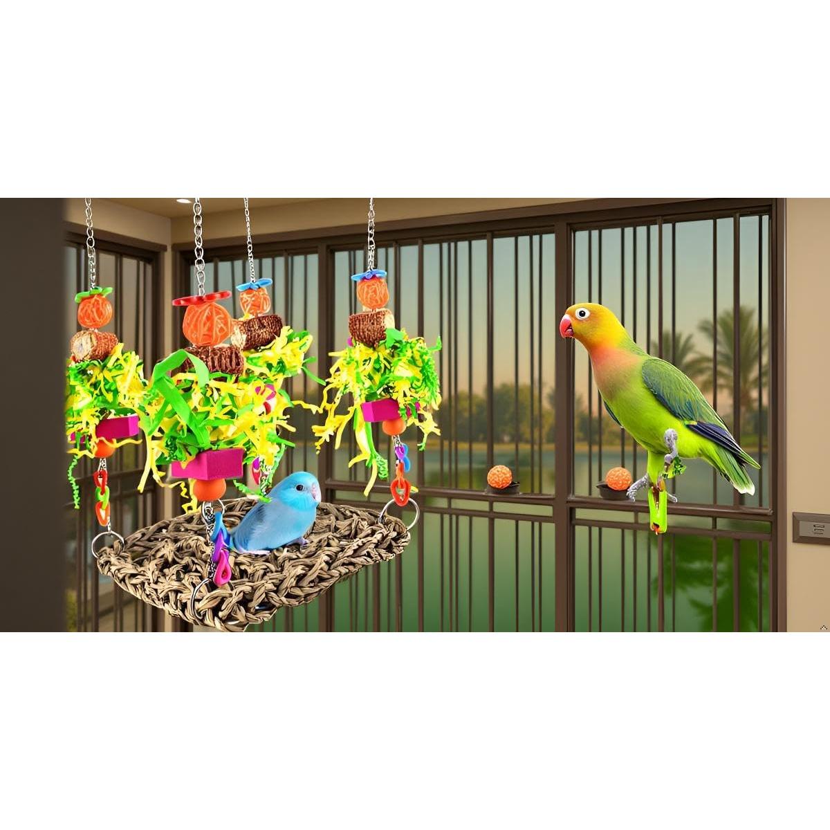 Juguetes para Aves ERKOON - Alfombra y Hamaca 17x45.7cm