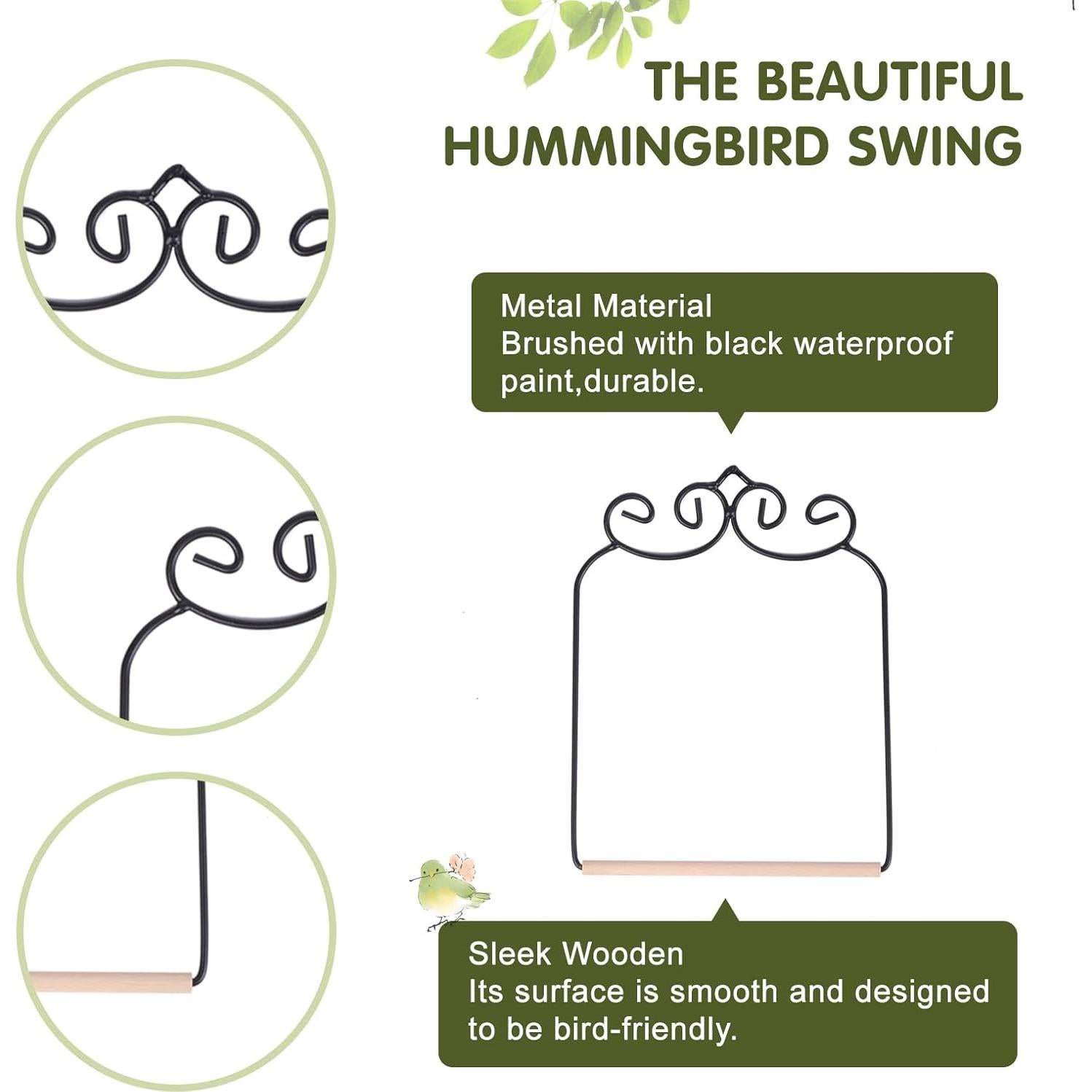 3PK Columpios de Colibrí de Metal y Madera - 12.95cm