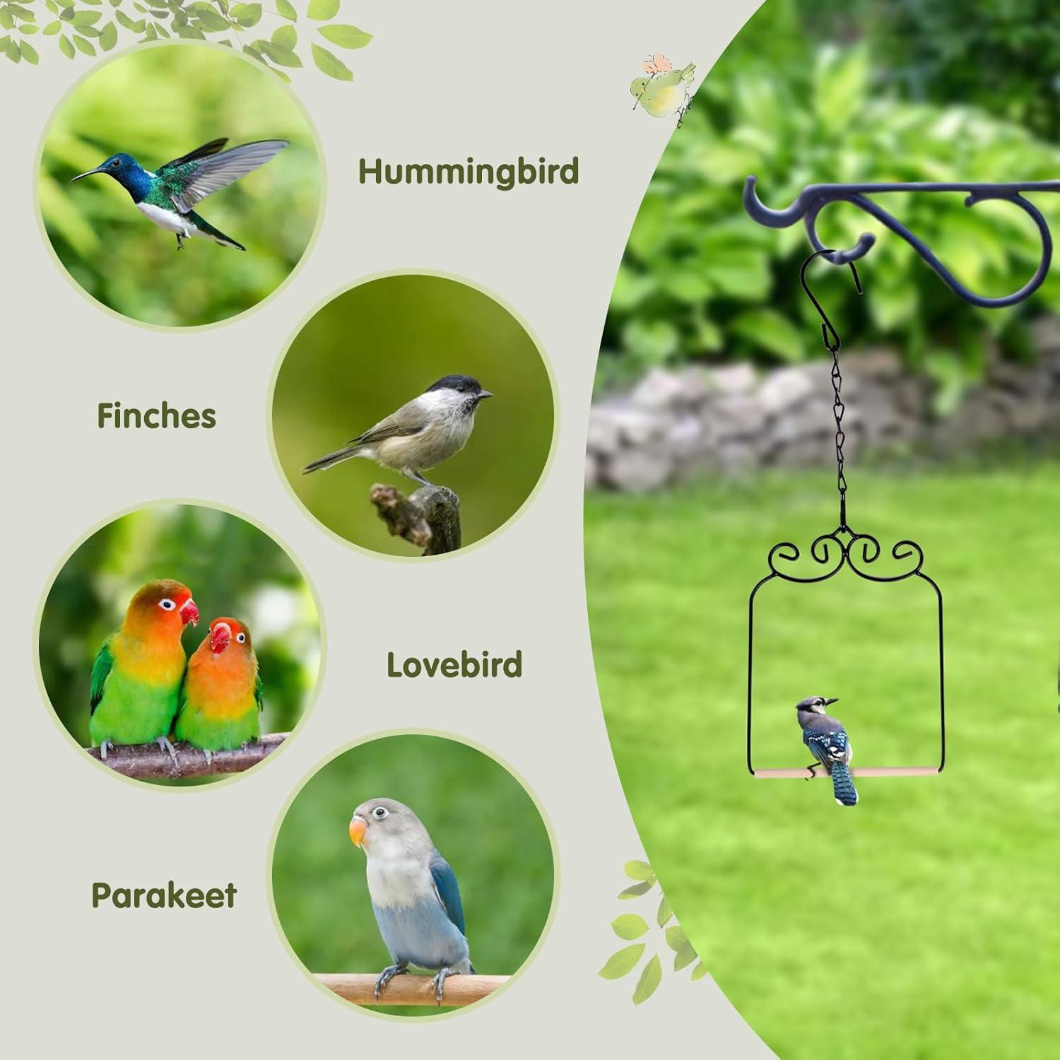 3PK Columpios de Colibrí de Metal y Madera - 12.95cm