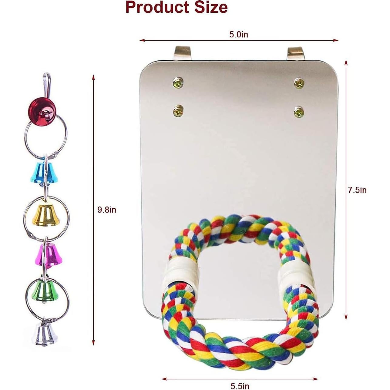 Espejo para Aves LOPERDEVE 19x12.7cm con Percha de Cuerda