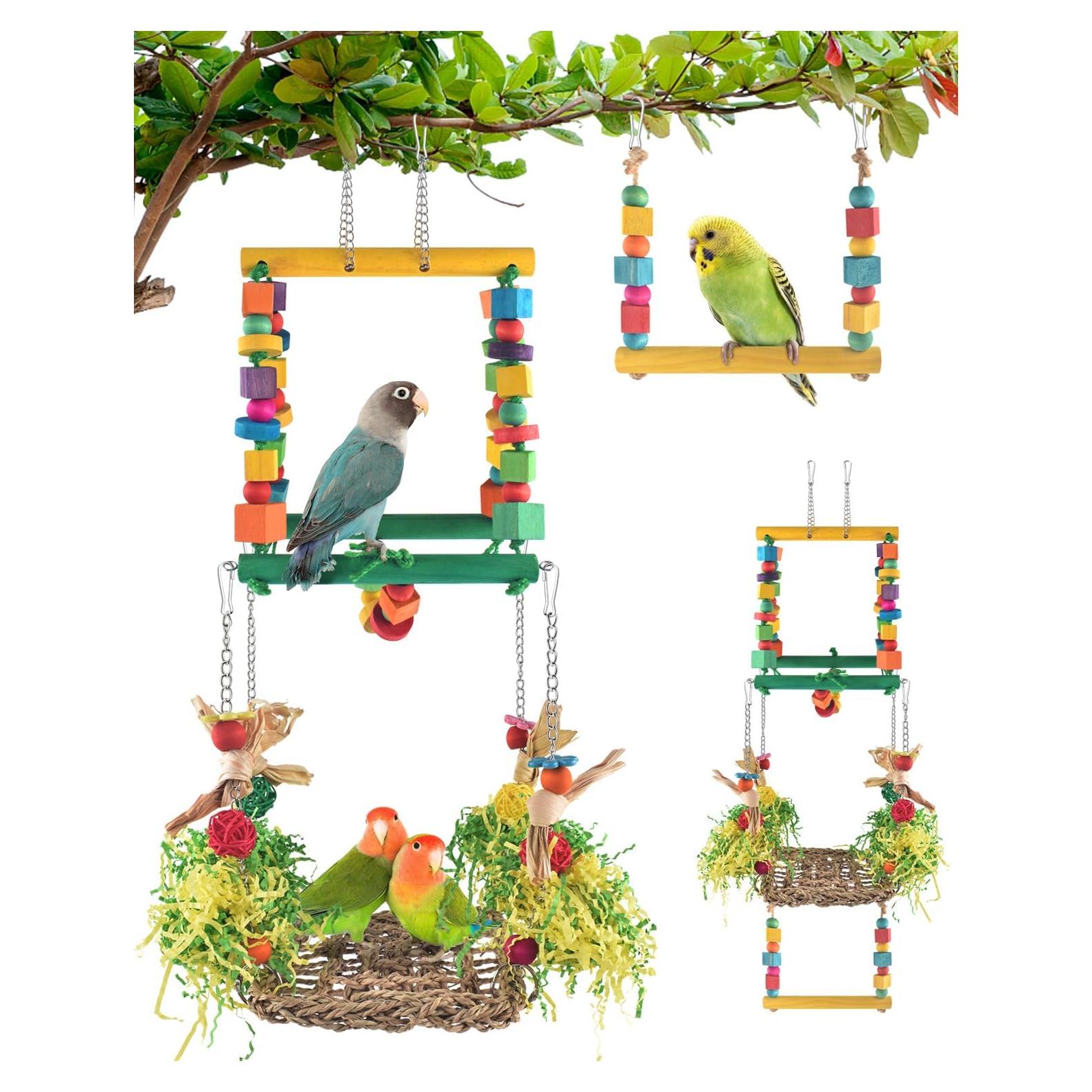 Juguete de hamaca para aves DBNESS 3 en 1, 85.6 cm