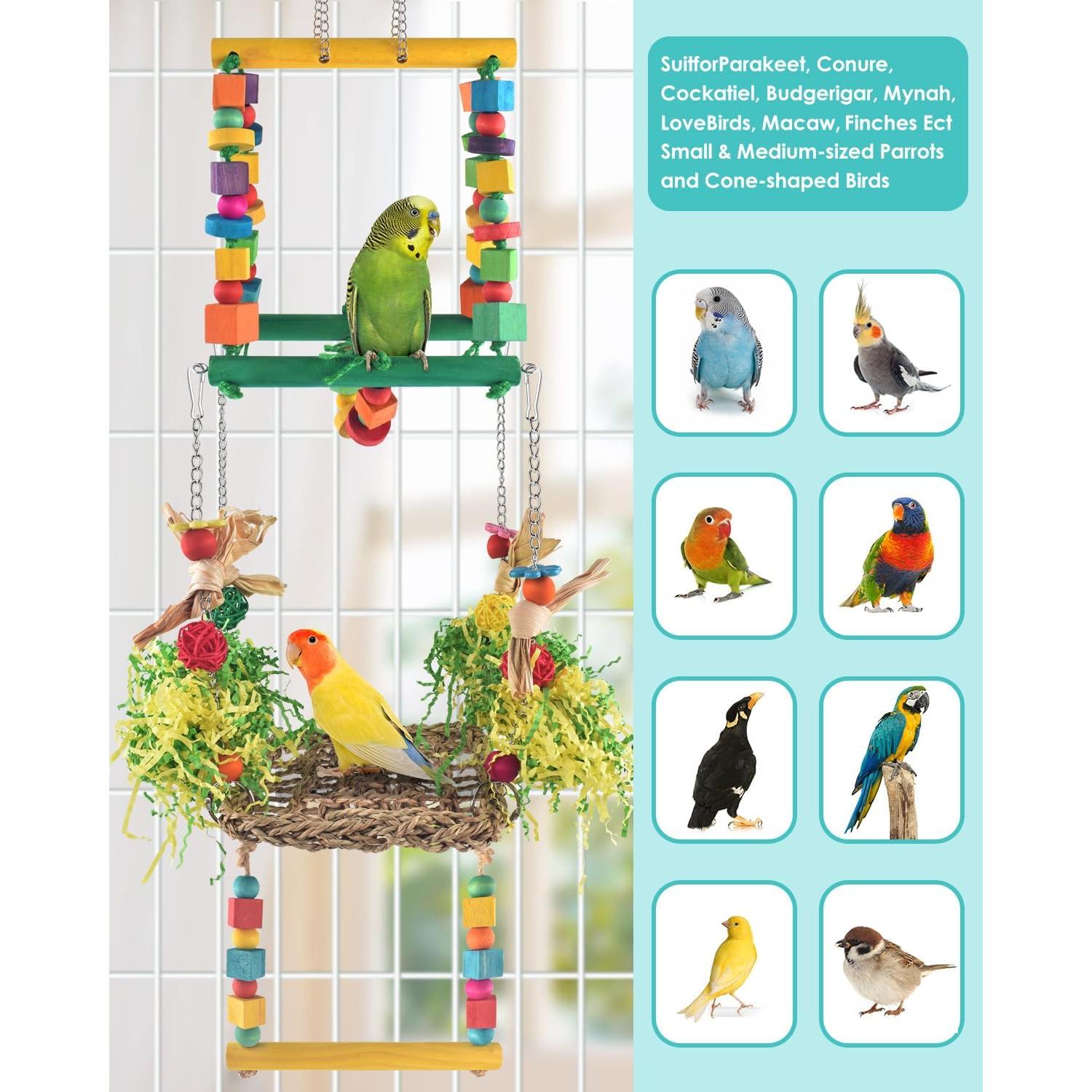 Juguete de hamaca para aves DBNESS 3 en 1, 85.6 cm