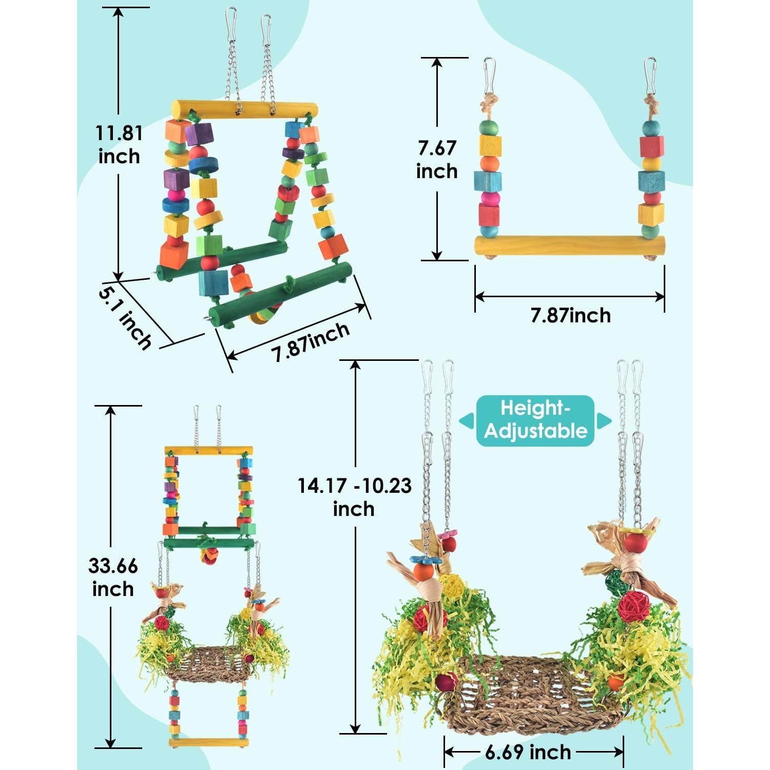 Juguete de hamaca para aves DBNESS 3 en 1, 85.6 cm