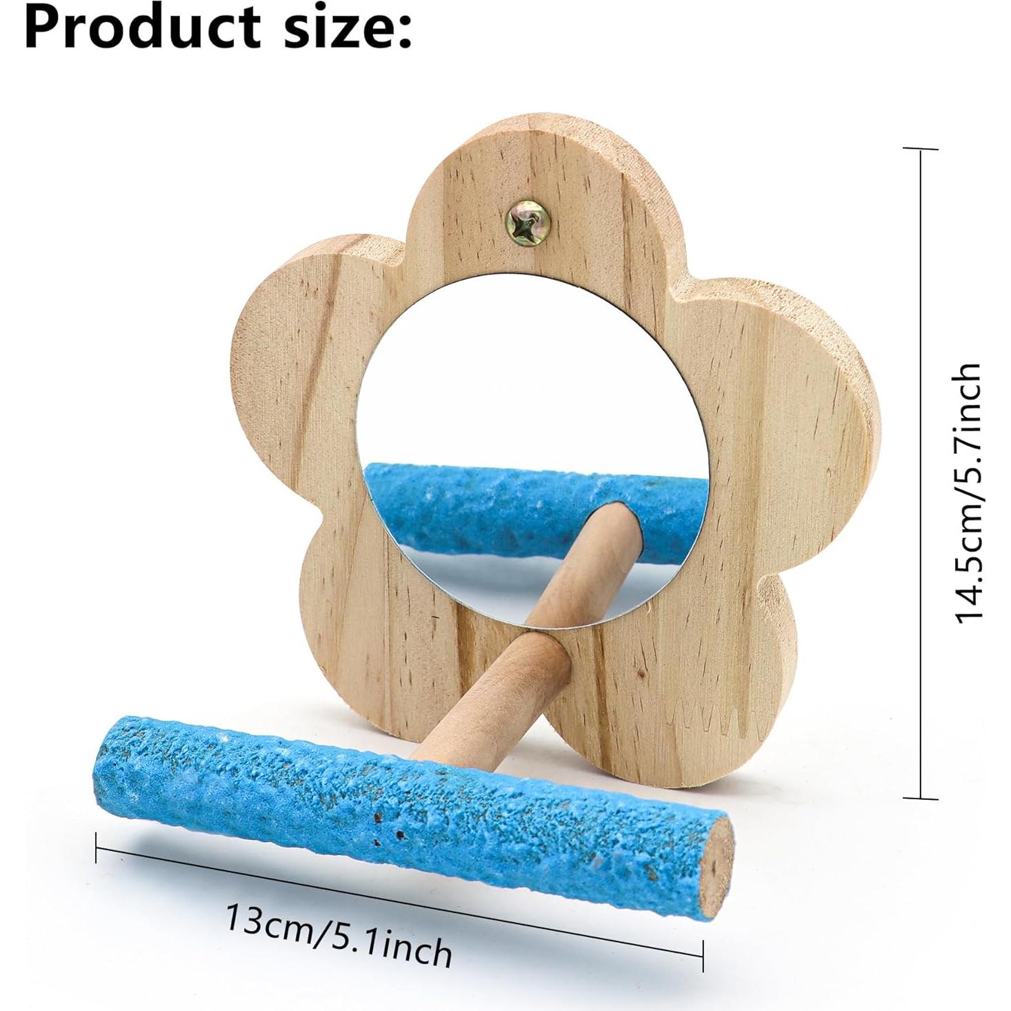 Percha para Pájaro con Espejo DVHEY Pequeña Madera Natural