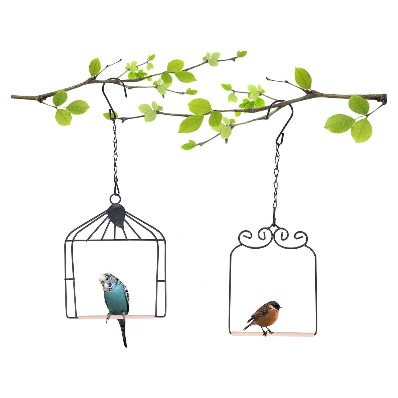 2PK Columpios de Colibrí Metal y Madera XYADX 13x17cm