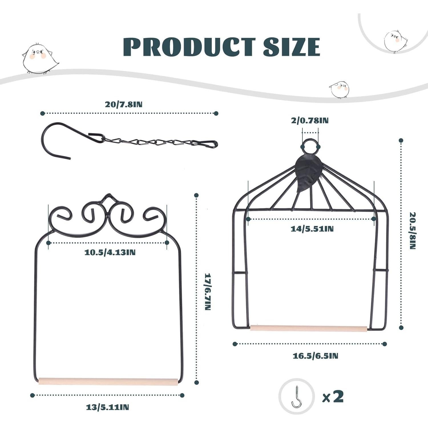 2PK Columpios de Colibrí Metal y Madera XYADX 13x17cm
