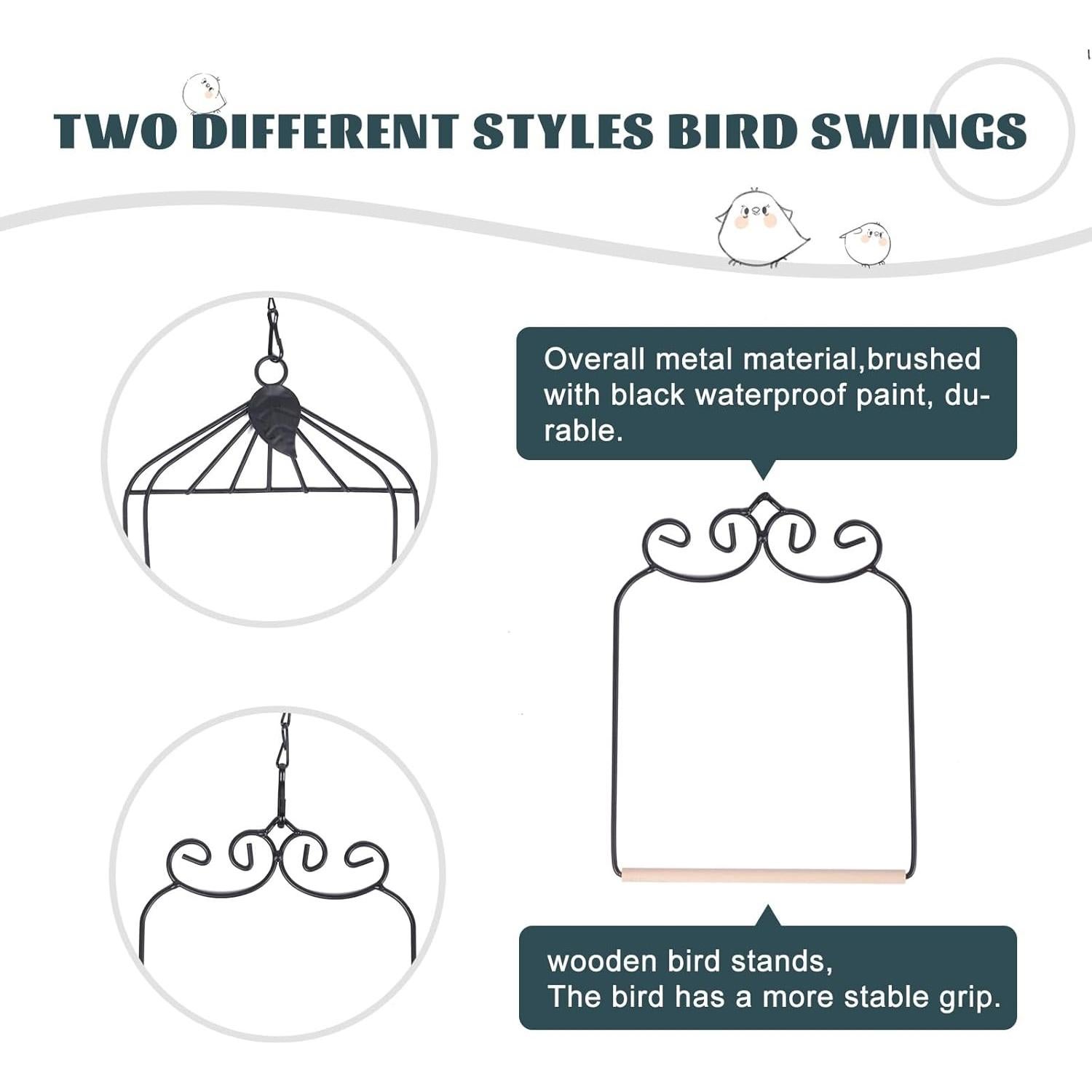 2PK Columpios de Colibrí Metal y Madera XYADX 13x17cm