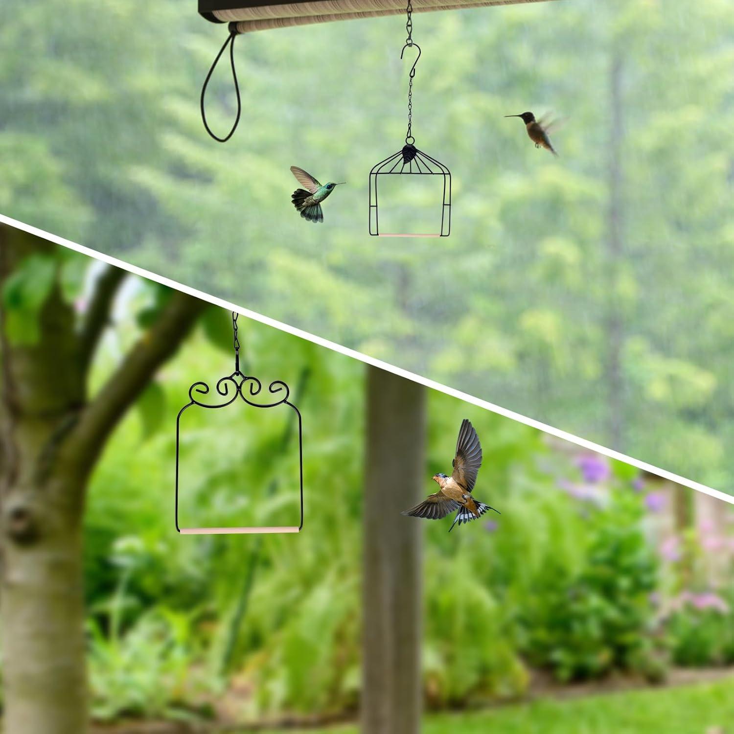 2PK Columpios de Colibrí Metal y Madera XYADX 13x17cm