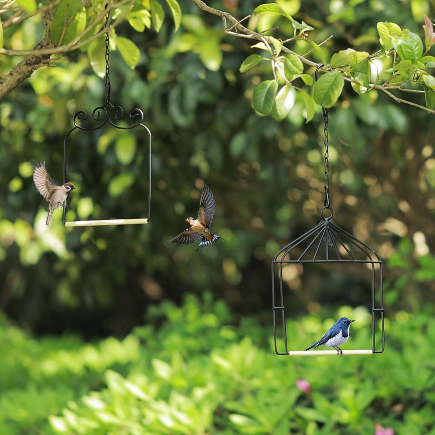 2PK Columpios de Colibrí Metal y Madera XYADX 13x17cm