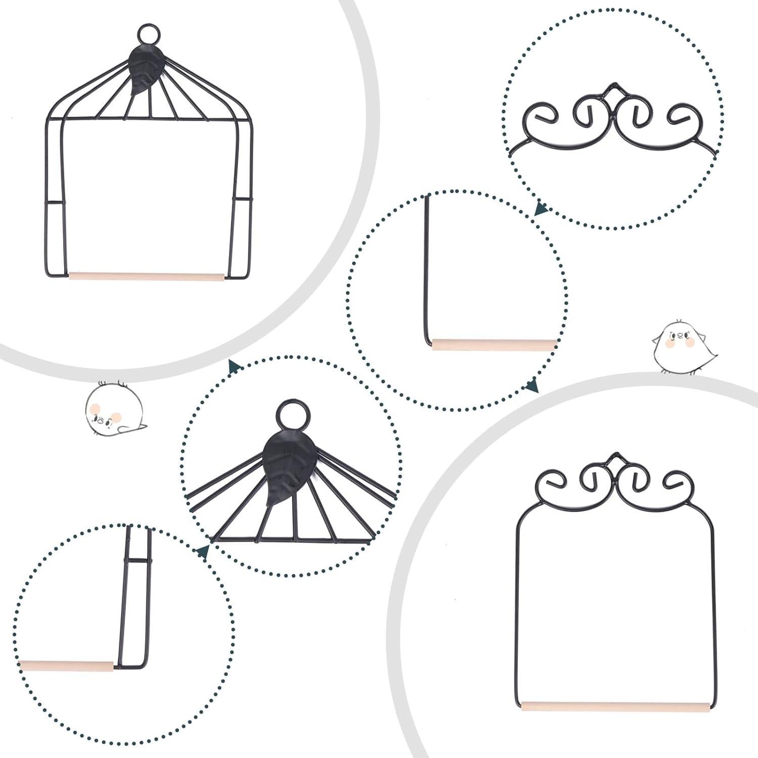 2PK Columpios de Colibrí Metal y Madera XYADX 13x17cm