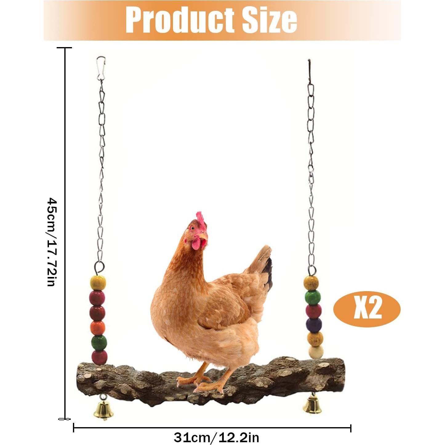 Columpio para Aves de Corral Hefei Mengku - 2 Piezas de Madera