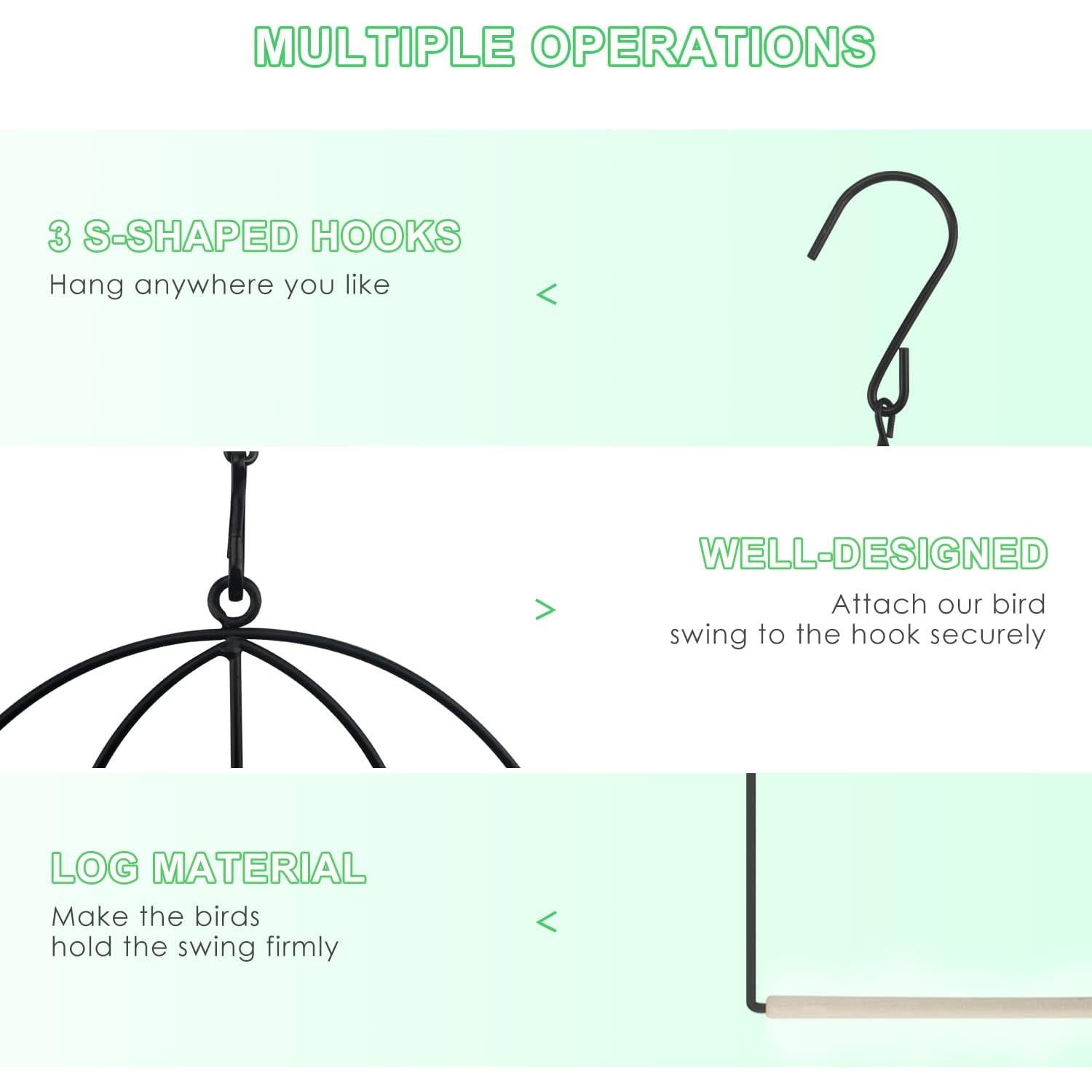 Columpio para Colibrí MIXXIDEA 3PK con Perchas de Metal y Madera