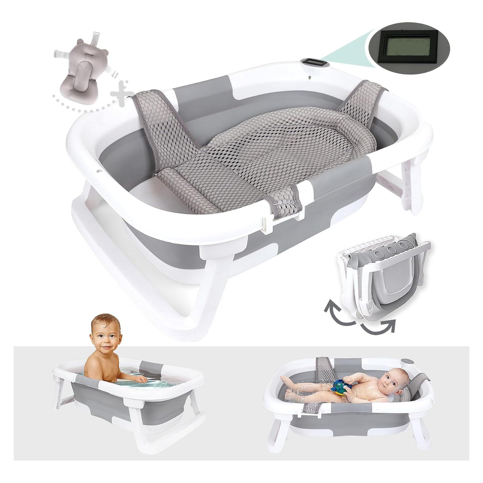 Bañera Plegable Bebés Bebeleh con Termómetro - Gris