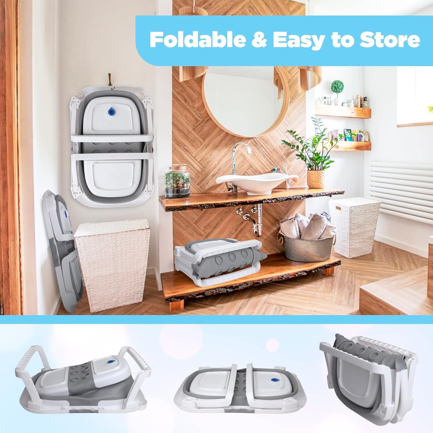 Bañera Plegable Bebés Bebeleh con Termómetro - Gris