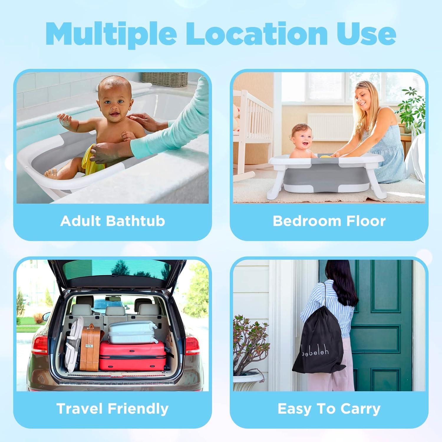 Bañera Plegable Bebés Bebeleh con Termómetro - Gris