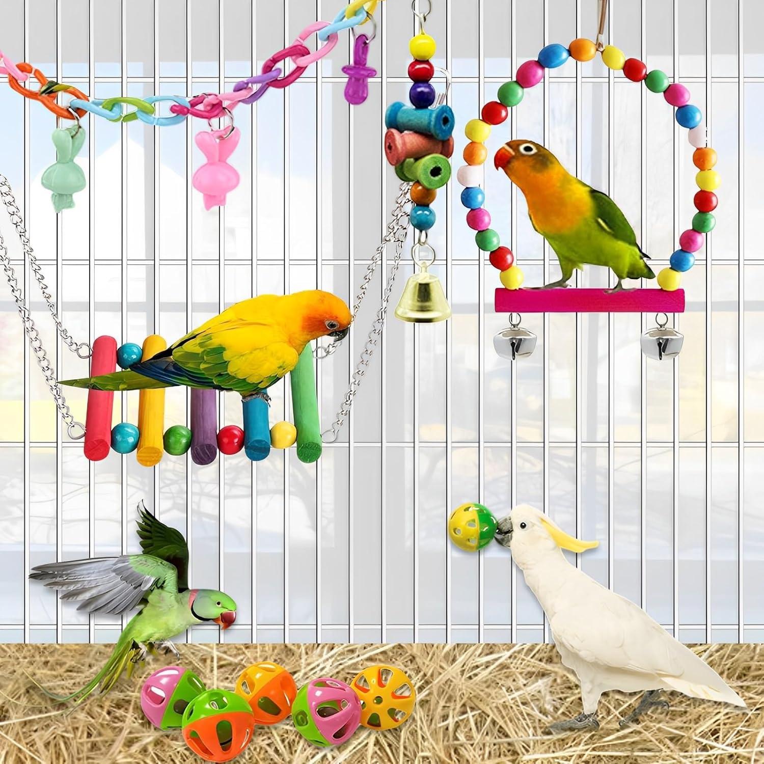 Juego de 11 Juguetes para Aves Paradmas - Columpio y Escalera