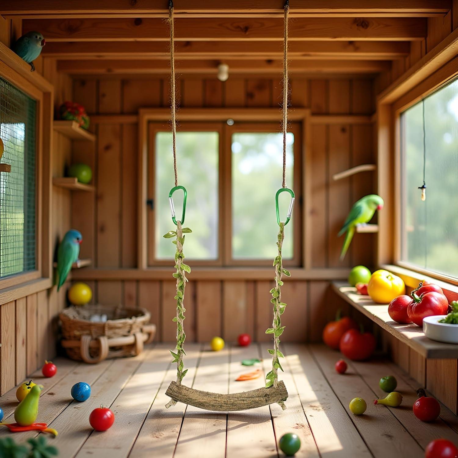 Columpio para Aves PurYupearl - Percha Entrenamiento Loros 2.5cm