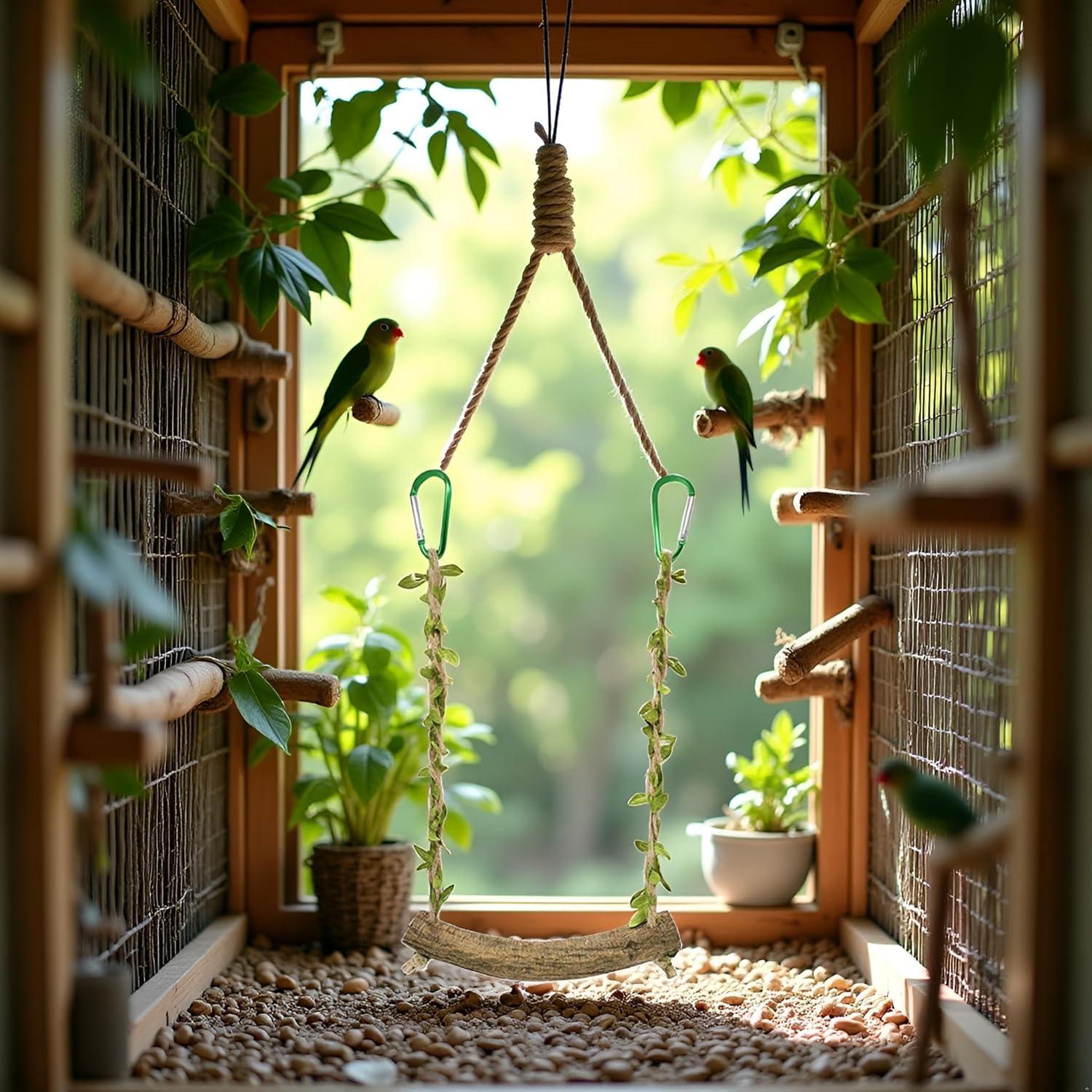 Columpio para Aves PurYupearl - Percha Entrenamiento Loros 2.5cm