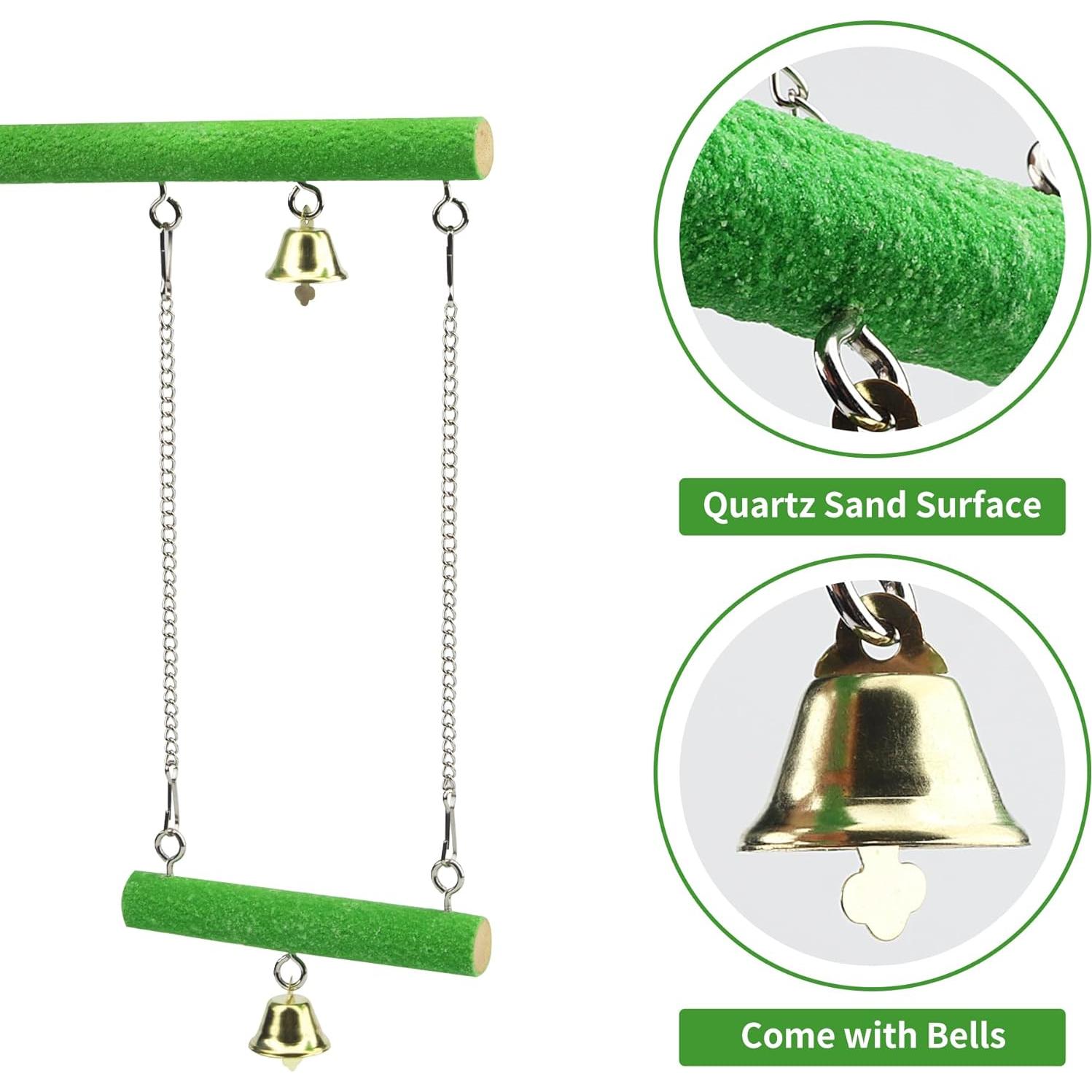 Perchas para Aves GAGILAND - Plataforma Madera Natural y Columpio