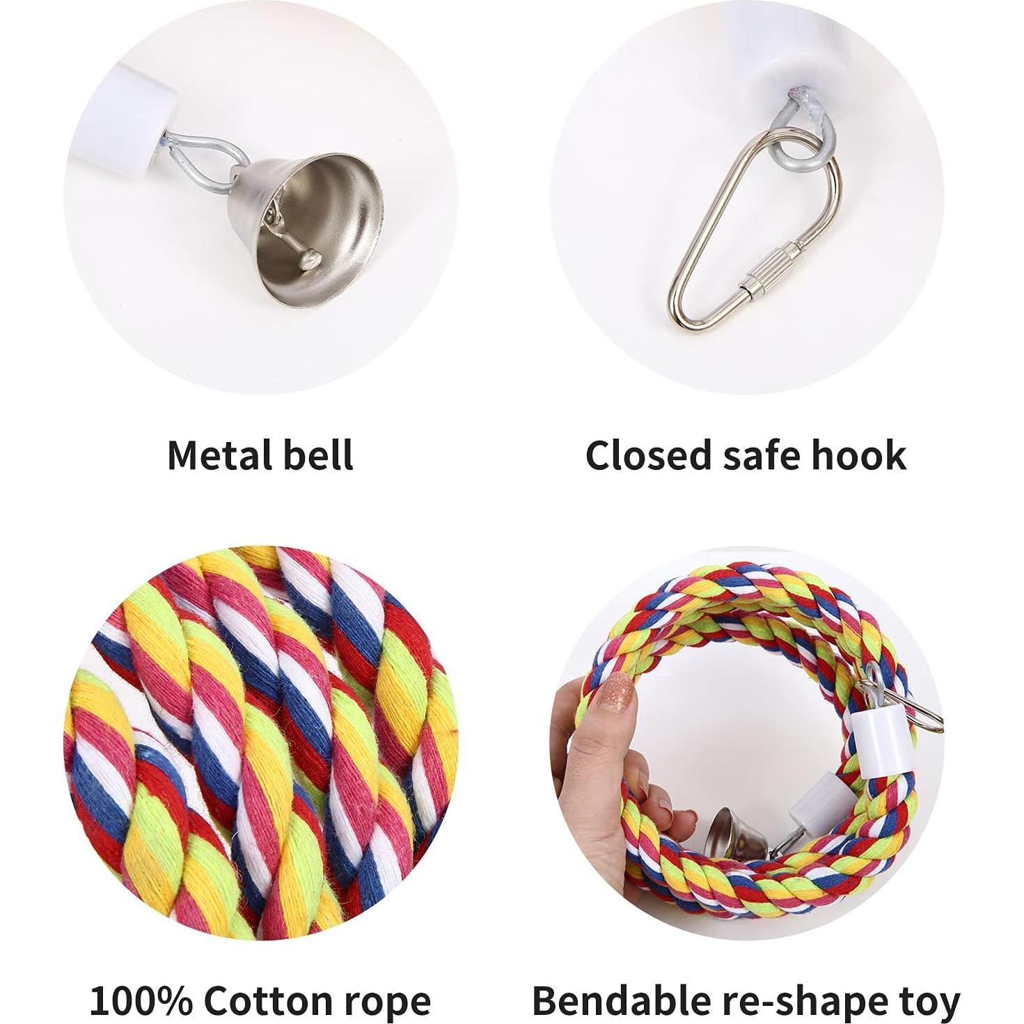 2 Perchas de Cuerda para Aves OSWINMART 160 cm Algodón Natural