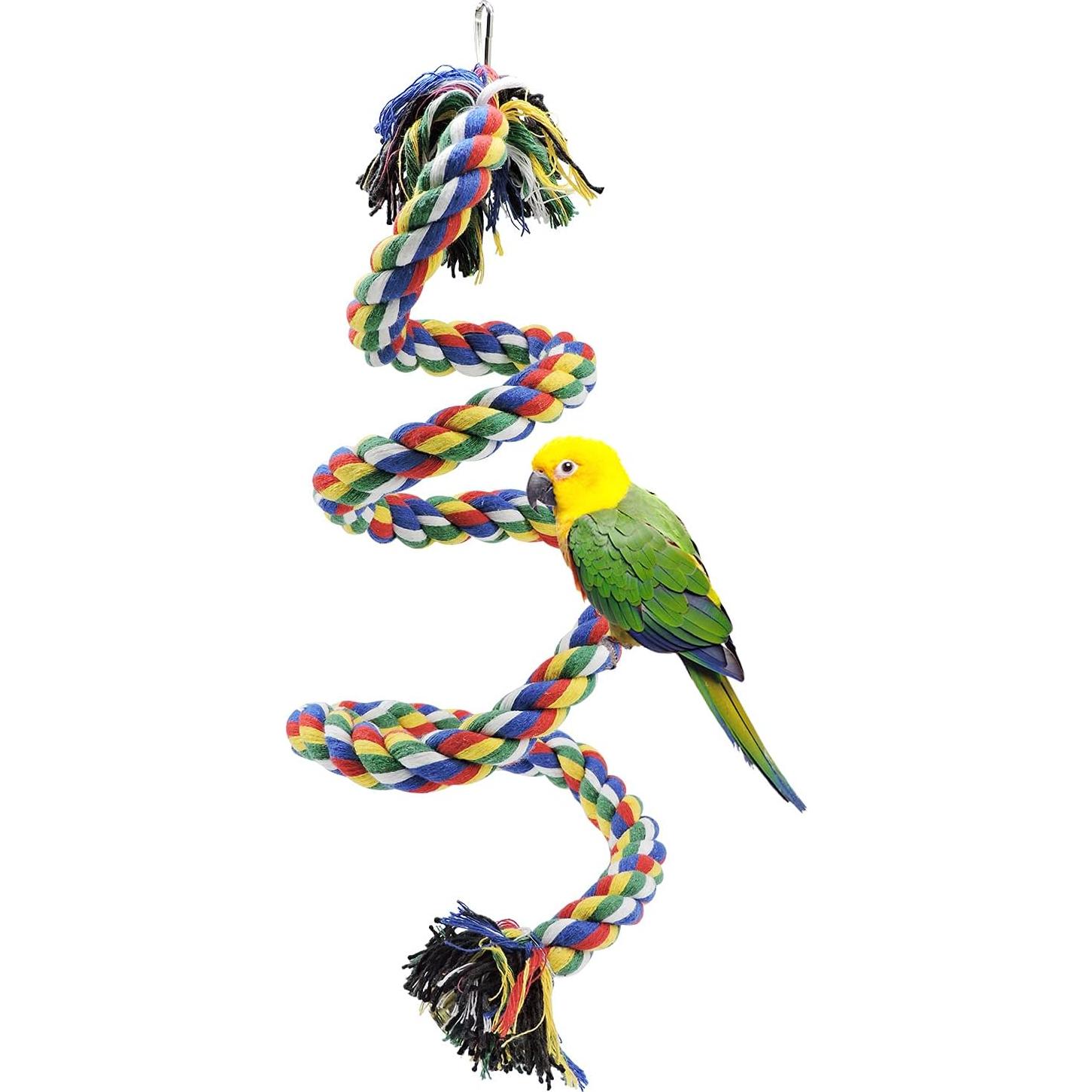 Percha para Aves WishLotus 100cm Cuerda Colorida con Campana