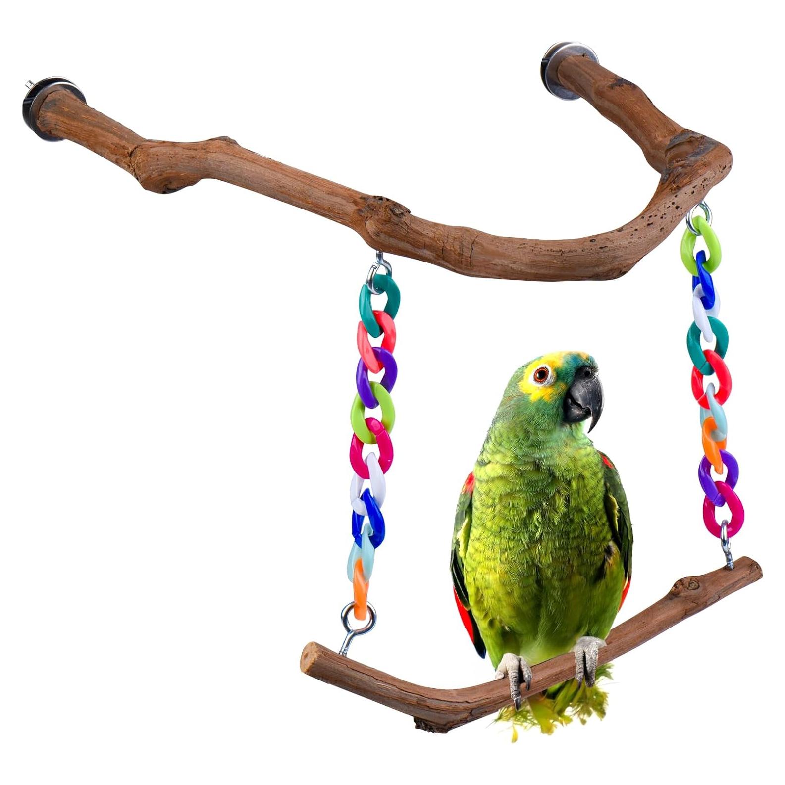 Juguete columpio para aves Cilinwan de madera natural 34.7cm